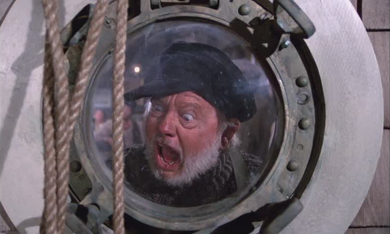 Mickey Rooney as Lampy, terrified by a braying jackass in Pete's Dragon, 1970