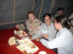 Tropic Lightning soldiers in mess tent