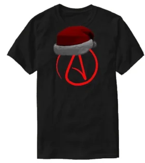 Atheist A t-shirt available at several sites online without Santa hat. Sorry. This is just artist rendition.