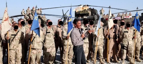 Geraldo Rivera doing a live report with Lightning Assault Soldiers in Afghanistan, 2003 or 2004