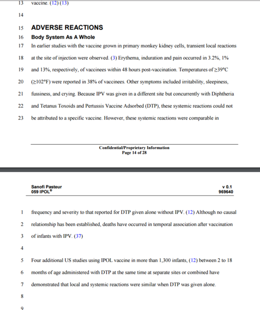 Polio vaccine insert