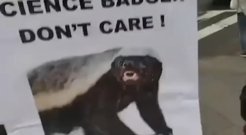 Science Badger don't care about your alternative facts! - Still from PANdemic of Lies at the March for Science