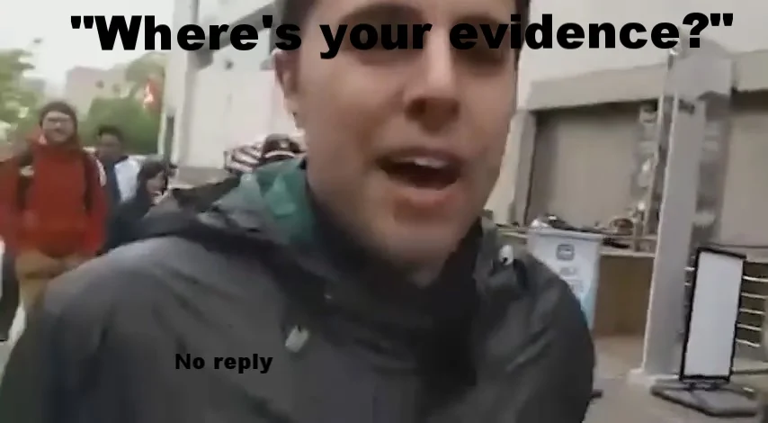 This man asked for evidence. He didn't get any from Coleman. - still from PANdemic of Lies at the March for Science
