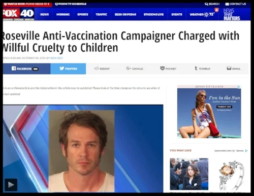 The title is a bit misleading. Apparently he keyed a car while his kid was with him, then left the kids to run from the cops and hide in a trash can. So I don't know if "cruelty to children" was an appropriate charge.&nbsp;