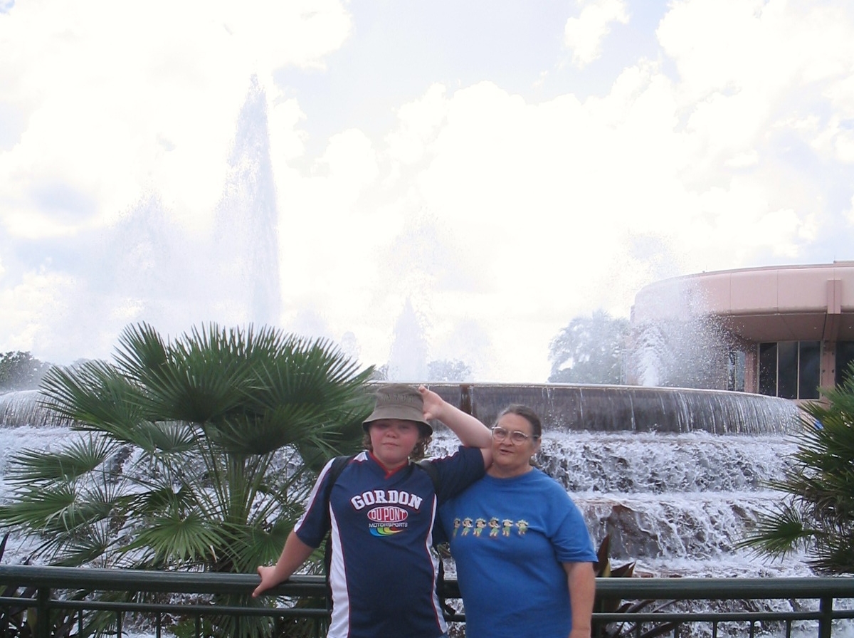 My mom and son, in Epcot