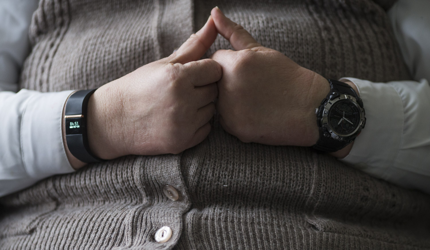 Christi occasionally goes into dissociative states because of her past trauma. Because of this she never leaves the house without it. She can experience periods of a few minutes up to a few days that she will have no memory of. Her watch helps her know how much time she's lost.