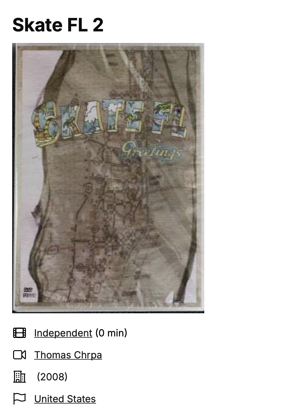 SKATEFL 2 GREETINGS "STREET SKATEBOARDING DVD" 2008 DIRECTED BY: THOMAS CHRPA