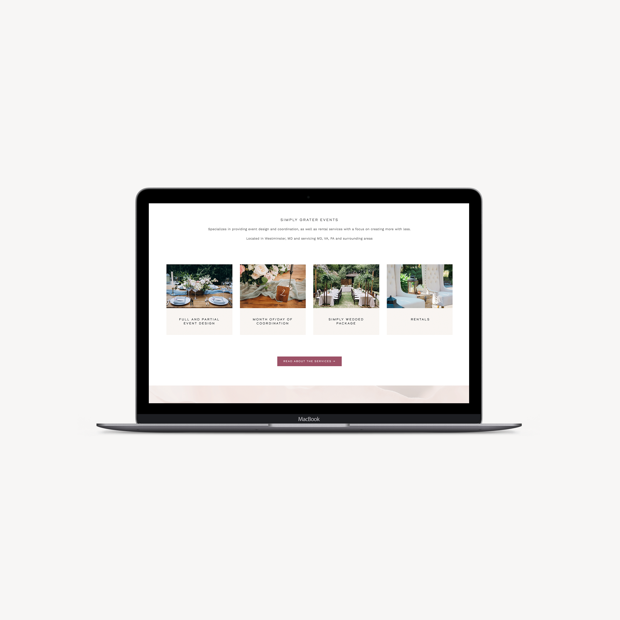 Simply Grater Events website by January Made Design