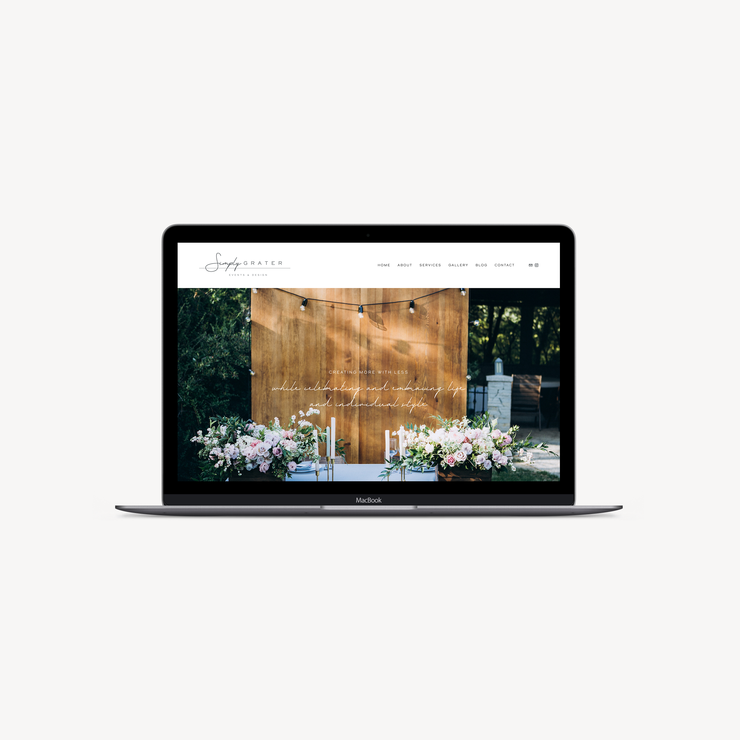 Simply Grater Events website by January Made Design