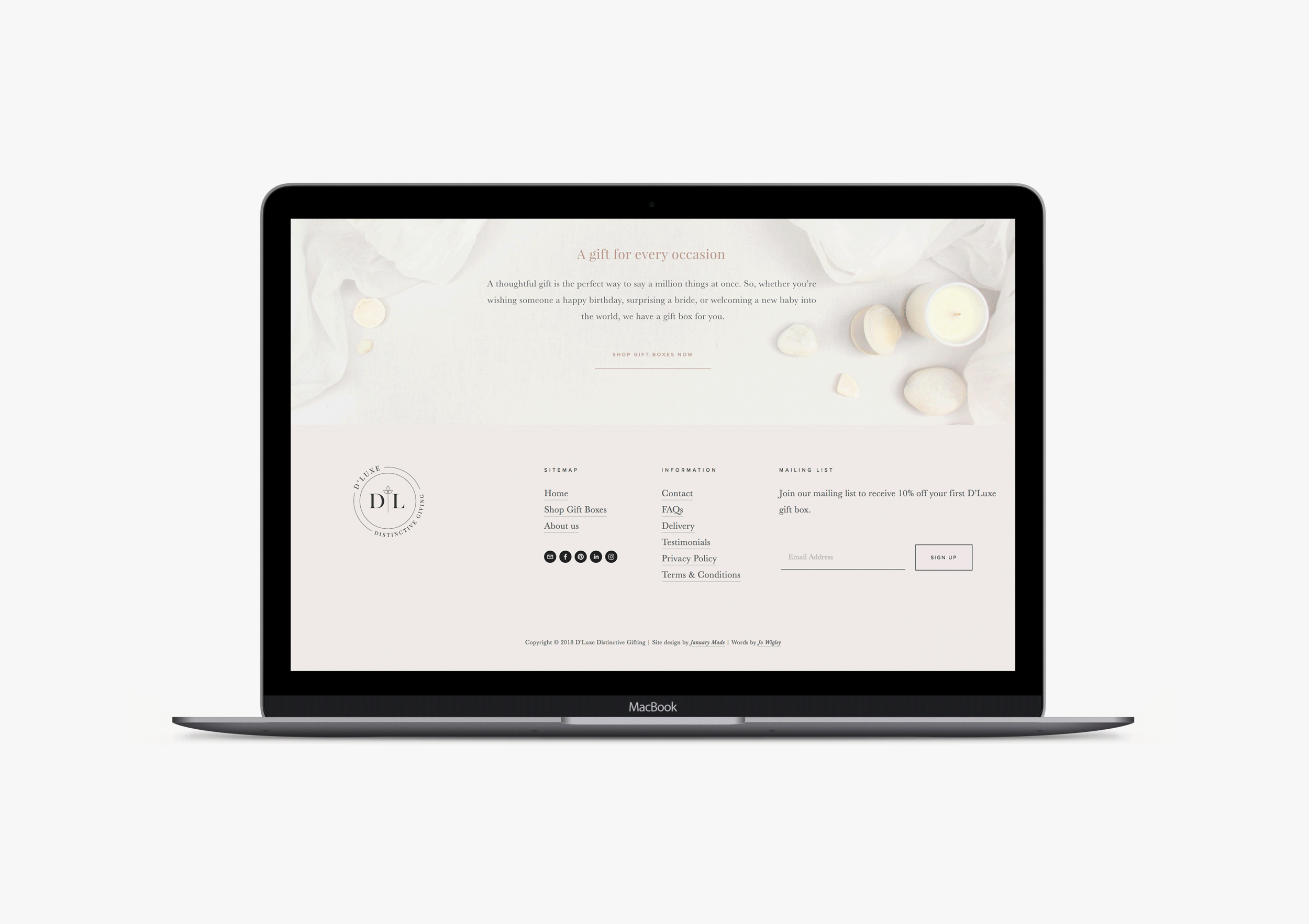 D’luxe Gifting website - January Made Design