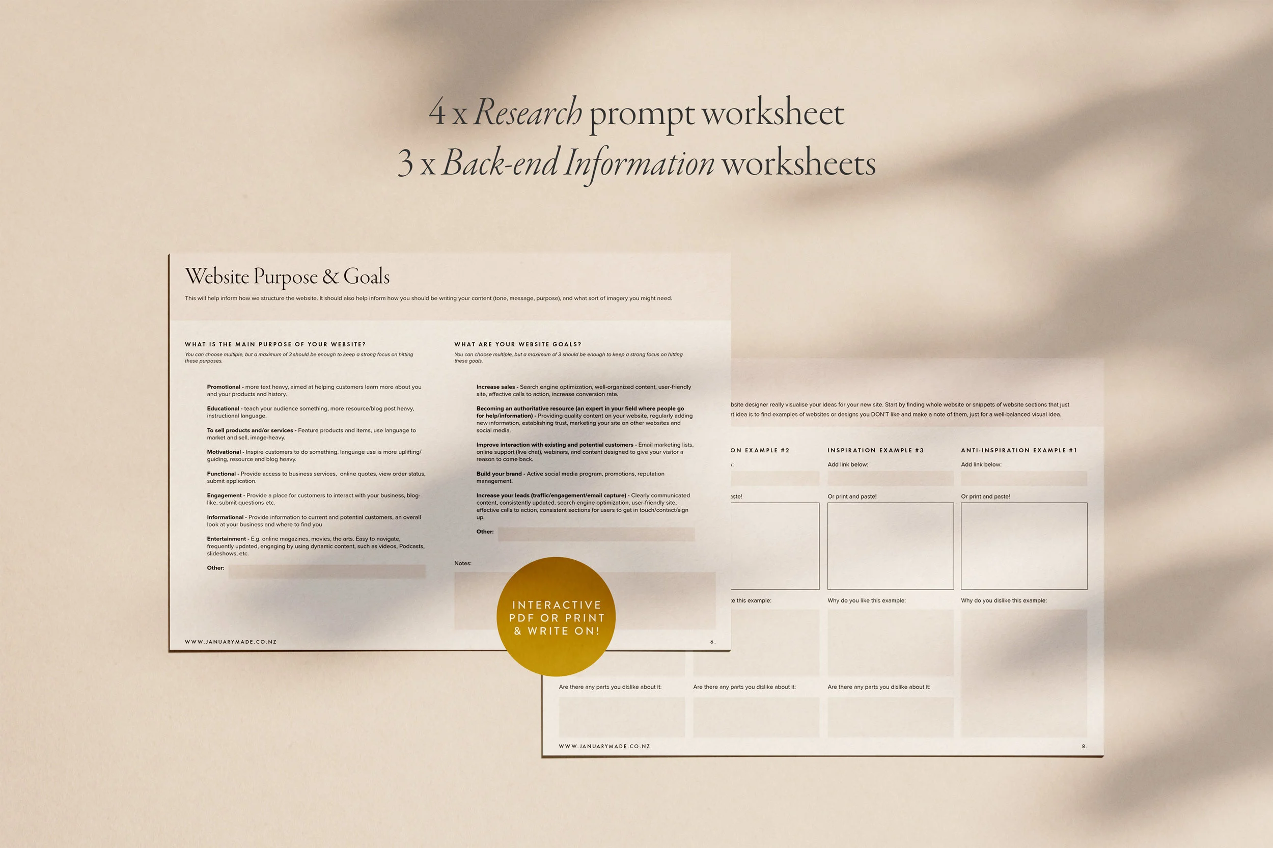 Website Content Prompt Workbook - January Made Design