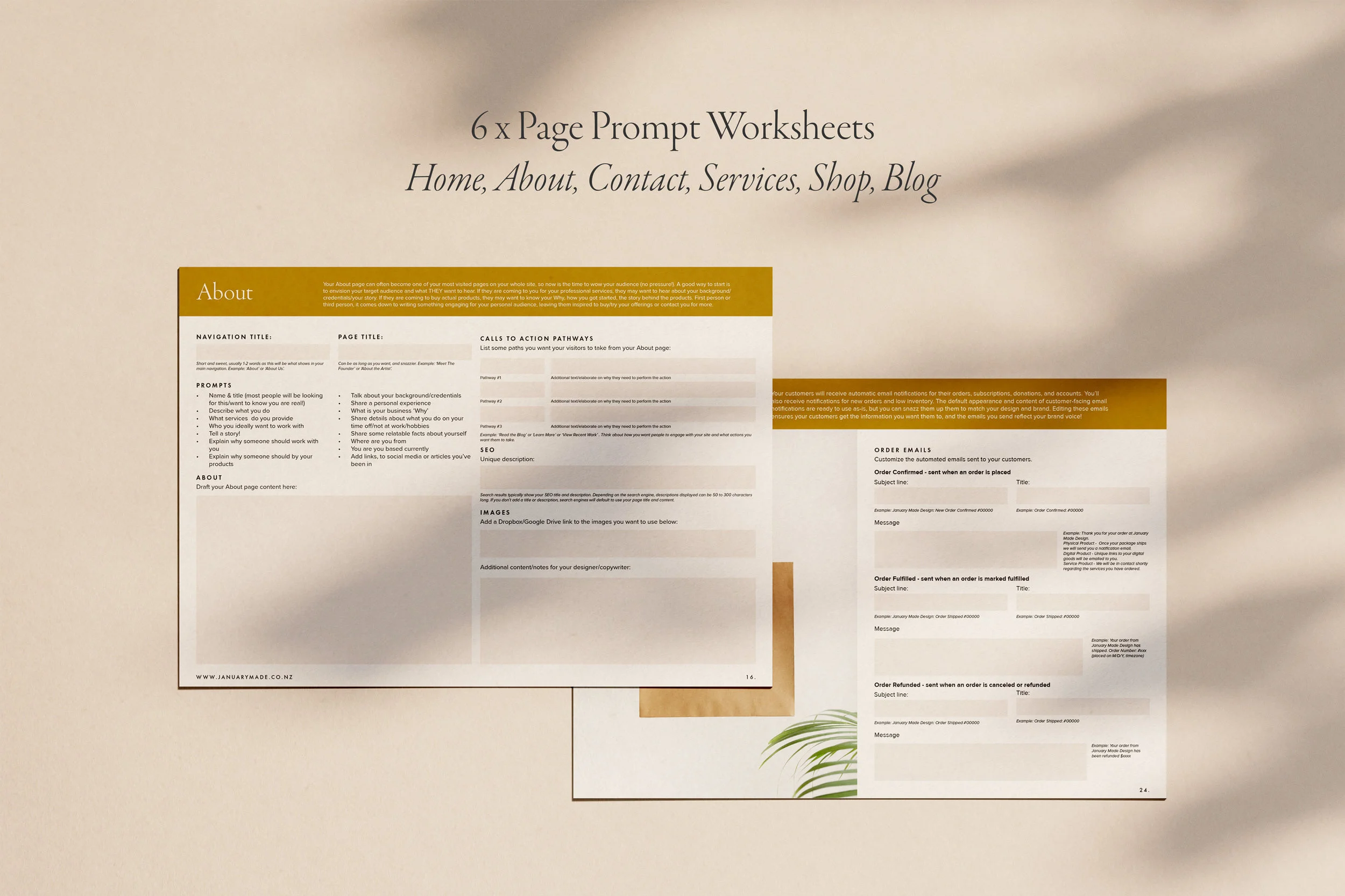 Website Content Prompt Workbook - January Made Design