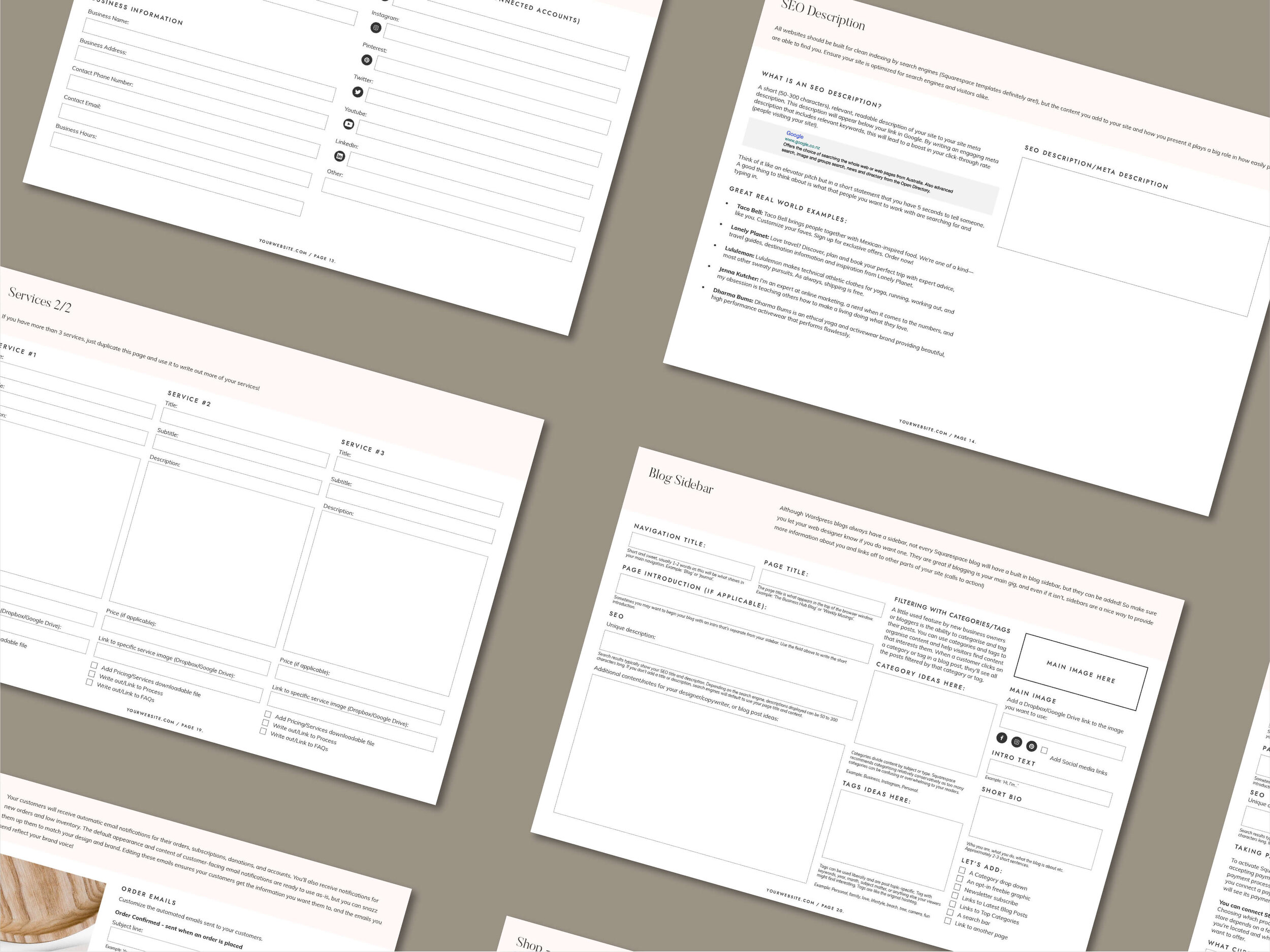 Freebie: Website Content Prompt Workbook excerpt pages