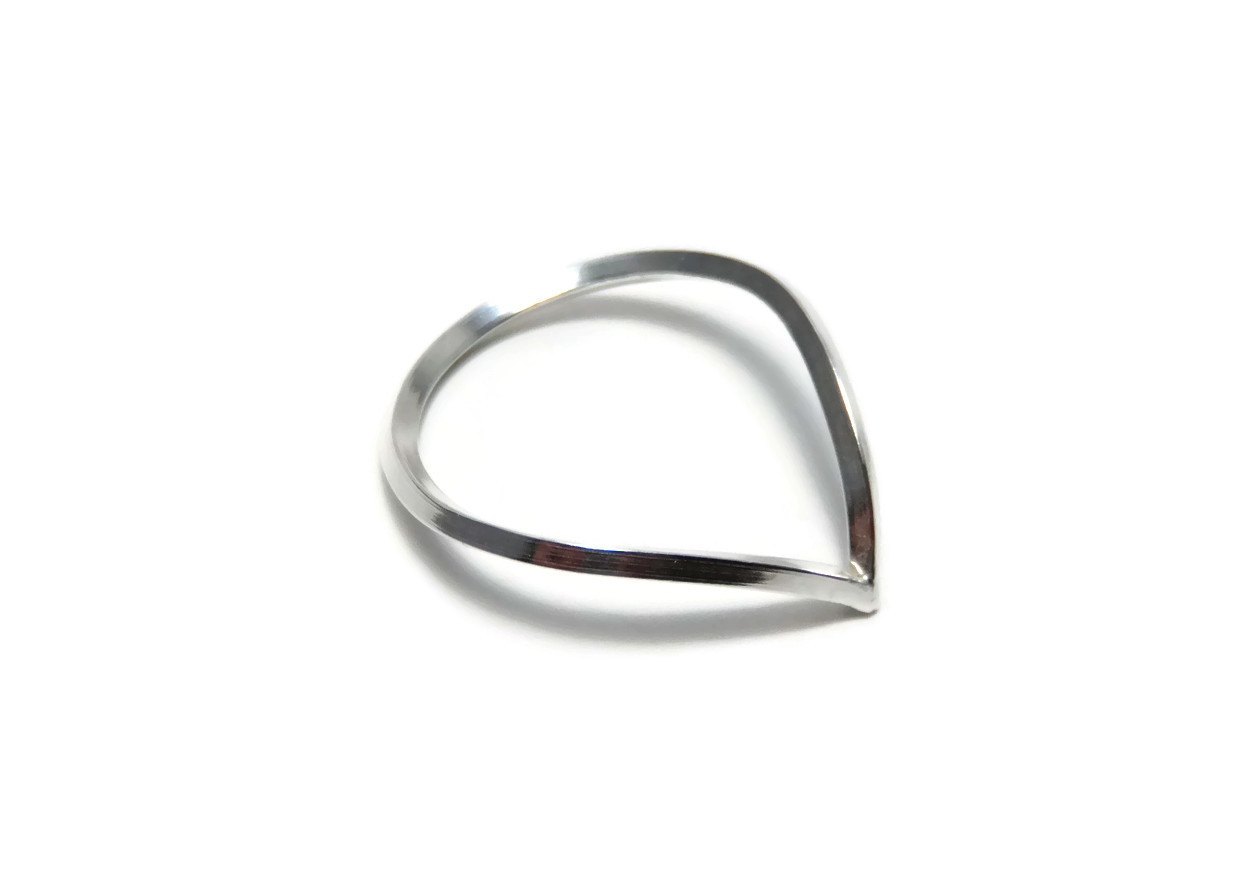 Open Petal Ring by Charming Little Lotus | Lotus Petal Ring | Silver Chevron Stacking Rings | Stackable Rings |