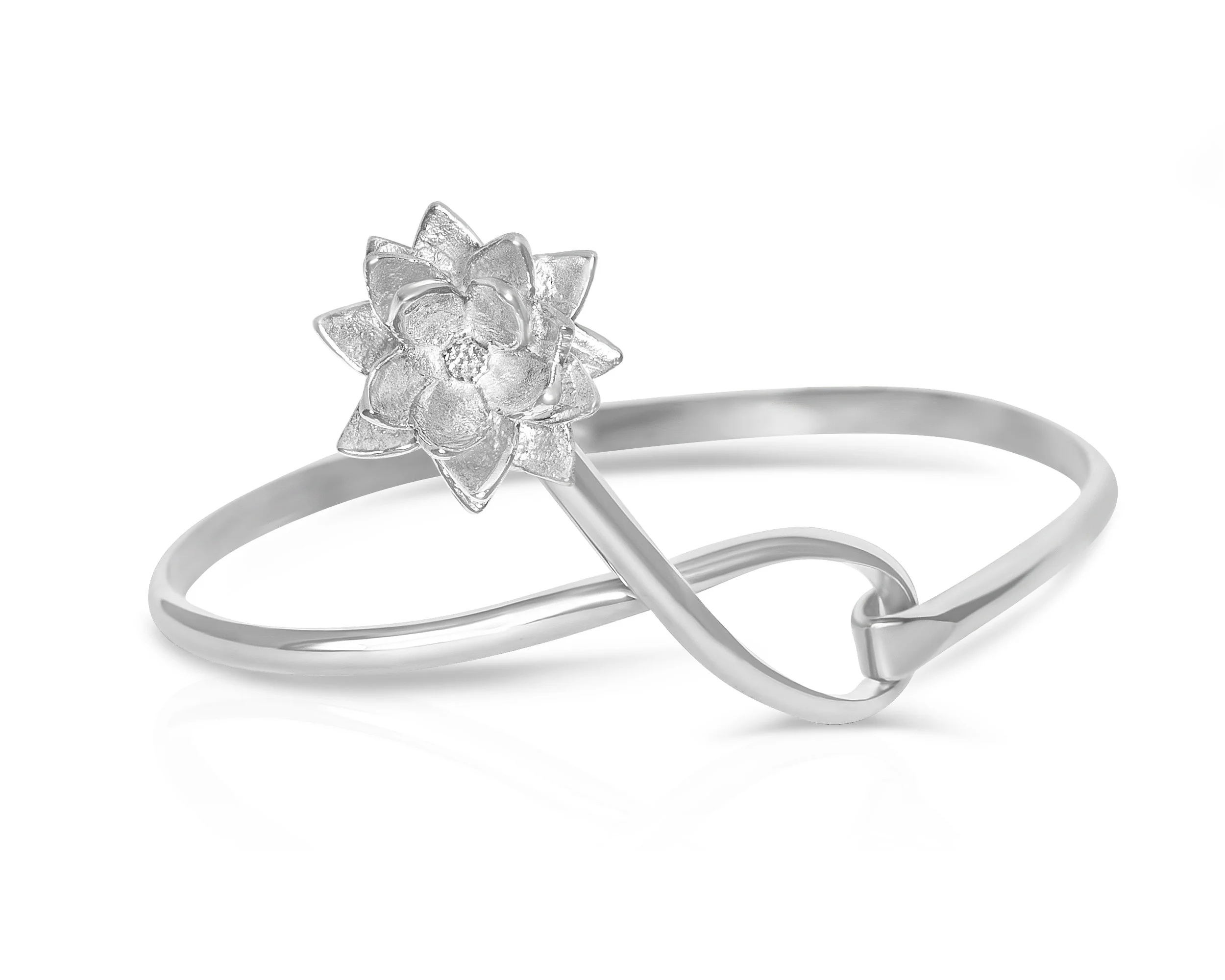 Lotus Flower Loop Bangle by Charming Little Lotus | Lotus Flower Bracelet Silver | Silver Lotus Flower Jewelry | Lotus Jewelry | Lotus Blossom Bracelet | Lotus Flower Charm Meaning