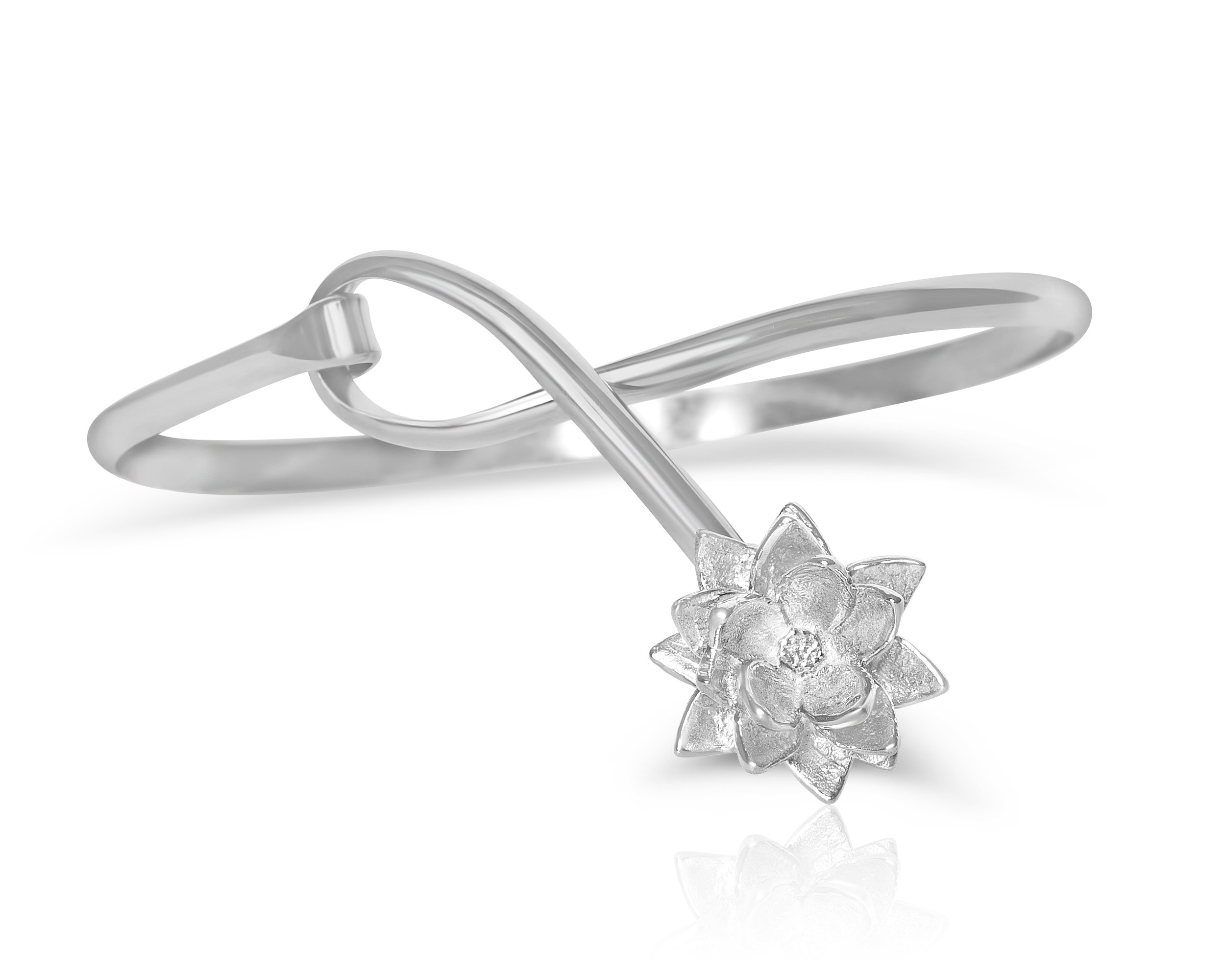 Lotus Flower Loop Bangle by Charming Little Lotus | Lotus Flower Bracelet Silver | Silver Lotus Flower Jewelry | Yoga Bracelets | Lotus Jewelry | Lotus Blossom Bracelet