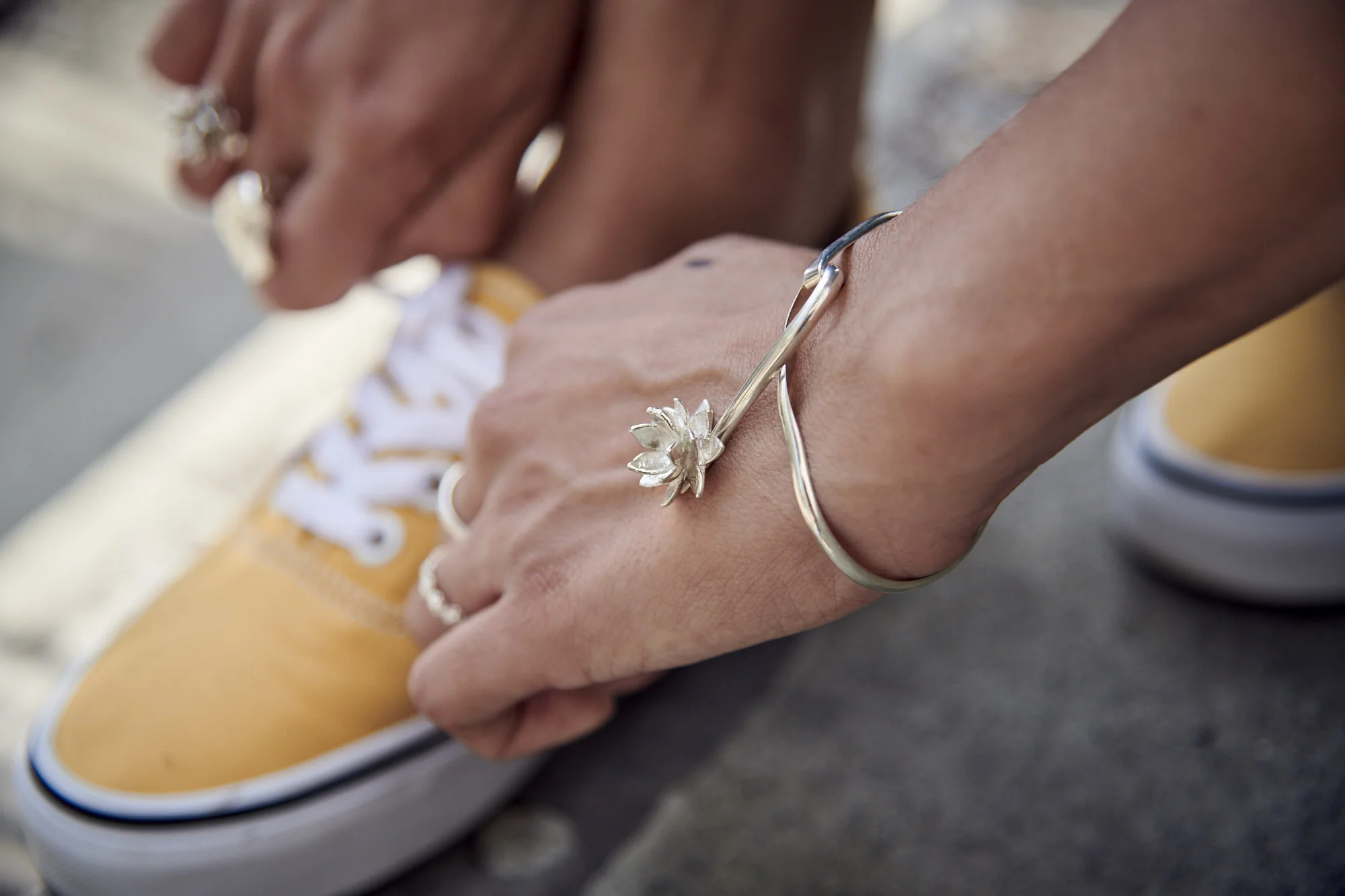 Lotus Flower Loop Bangle by Charming Little Lotus | Lotus Flower Bracelet Silver | Silver Lotus Flower Jewelry | Yoga Bracelets | Lotus Jewelry | Lotus Blossom Bracelet