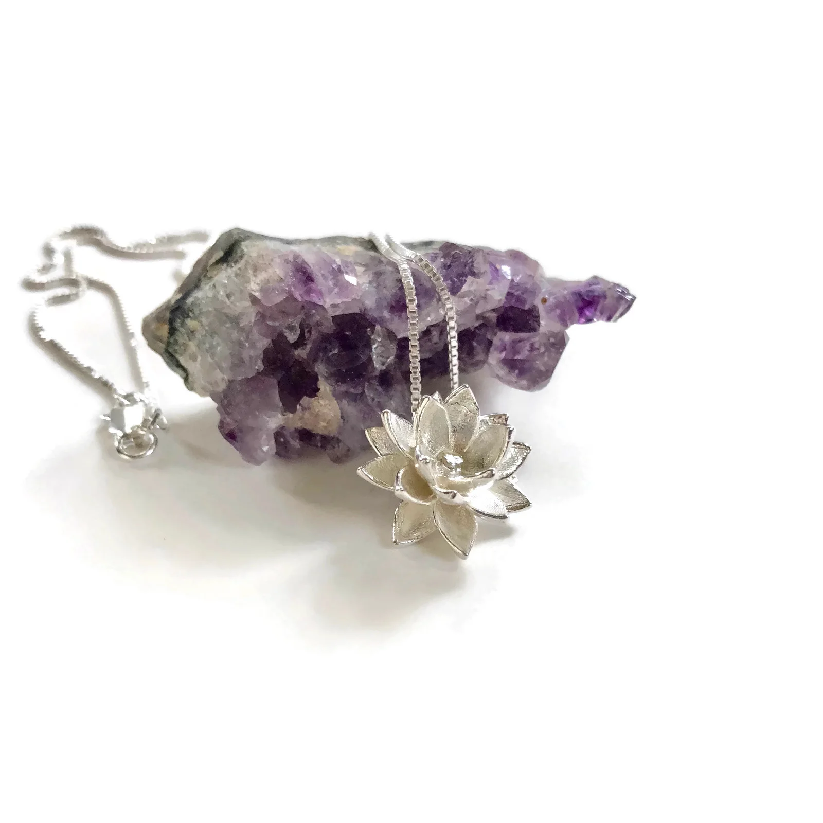 Lotus Flower Charm Necklace by Charming Little Lotus | Silver Lotus Blossom Charm | Sterling Silver Lotus Flower Necklace | Yoga Charm | Zen Jewelry | Lotus Jewelry | Lotus Flower Charm Meaning 