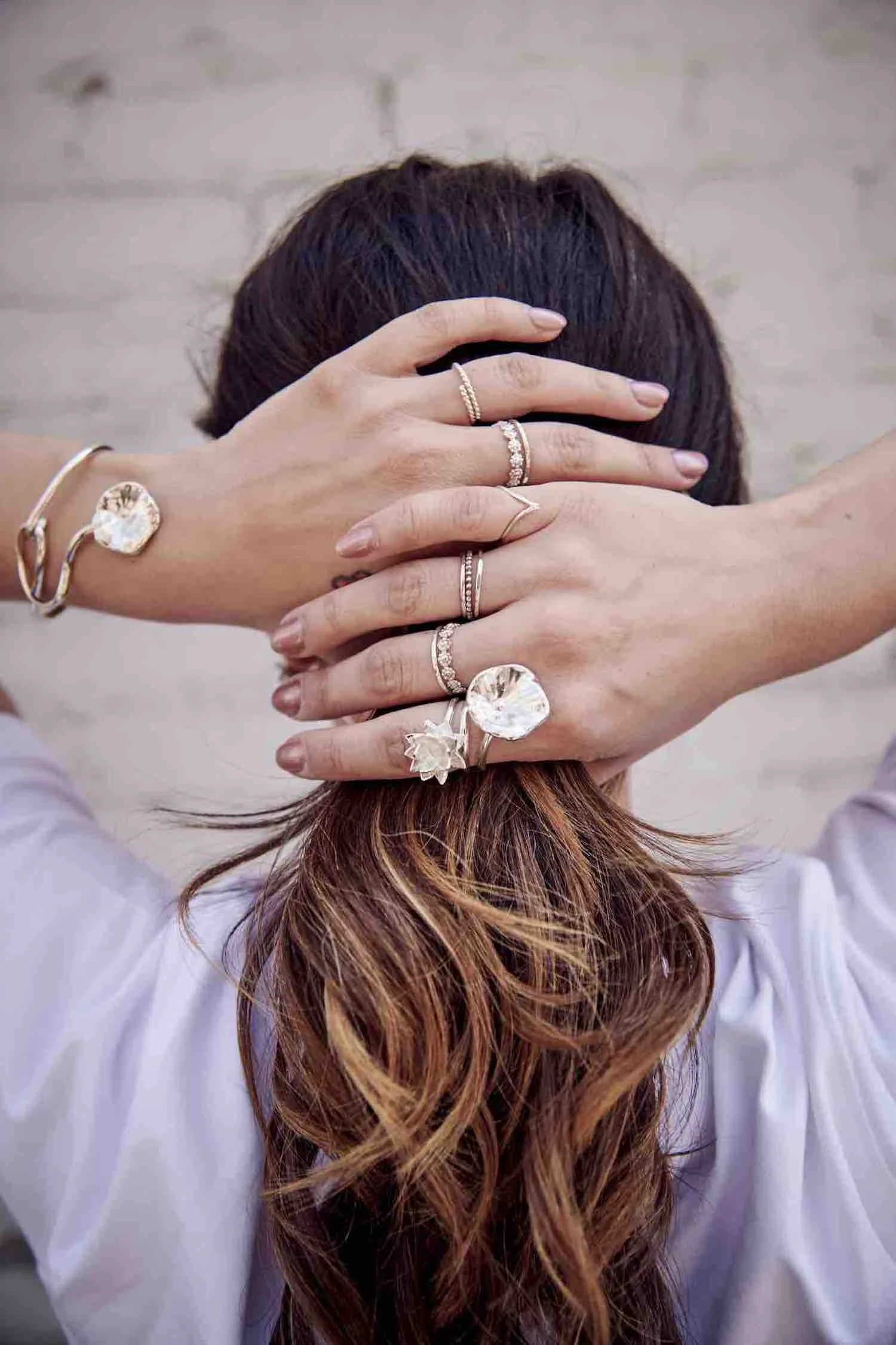Open Petal Ring by Charming Little Lotus | Lotus Petal Ring | Silver Chevron Stacking Rings | Stackable Rings |