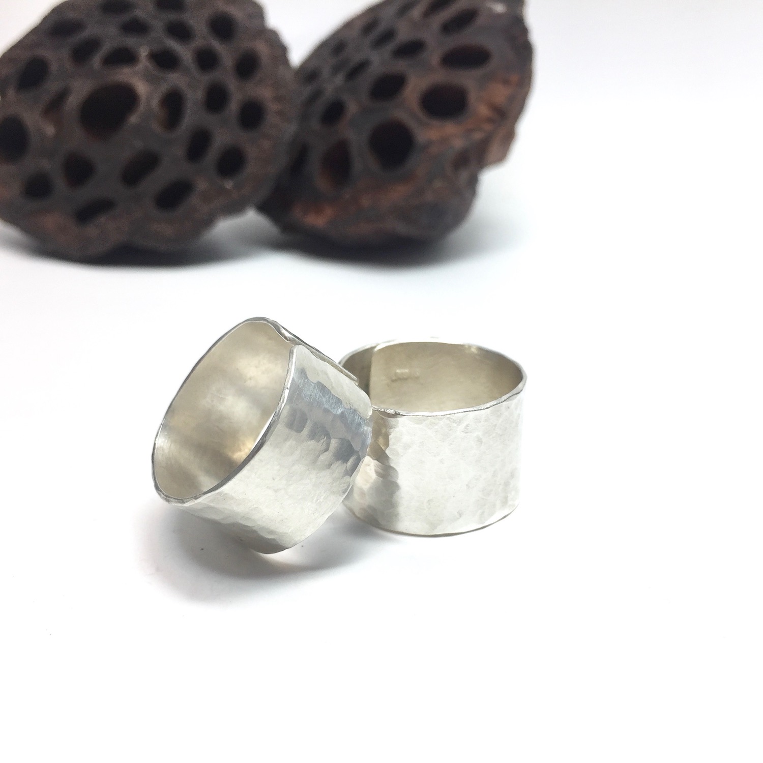 Hammered Cuff Ring by Charming Little Lotus | Tube Ring | Adjustable Wide Cuff Ring | Hammered Silver Thumb Ring | Sterling Silver Statement Ring | Sterling Silver Artisan Rings | Silver Cuff Ring