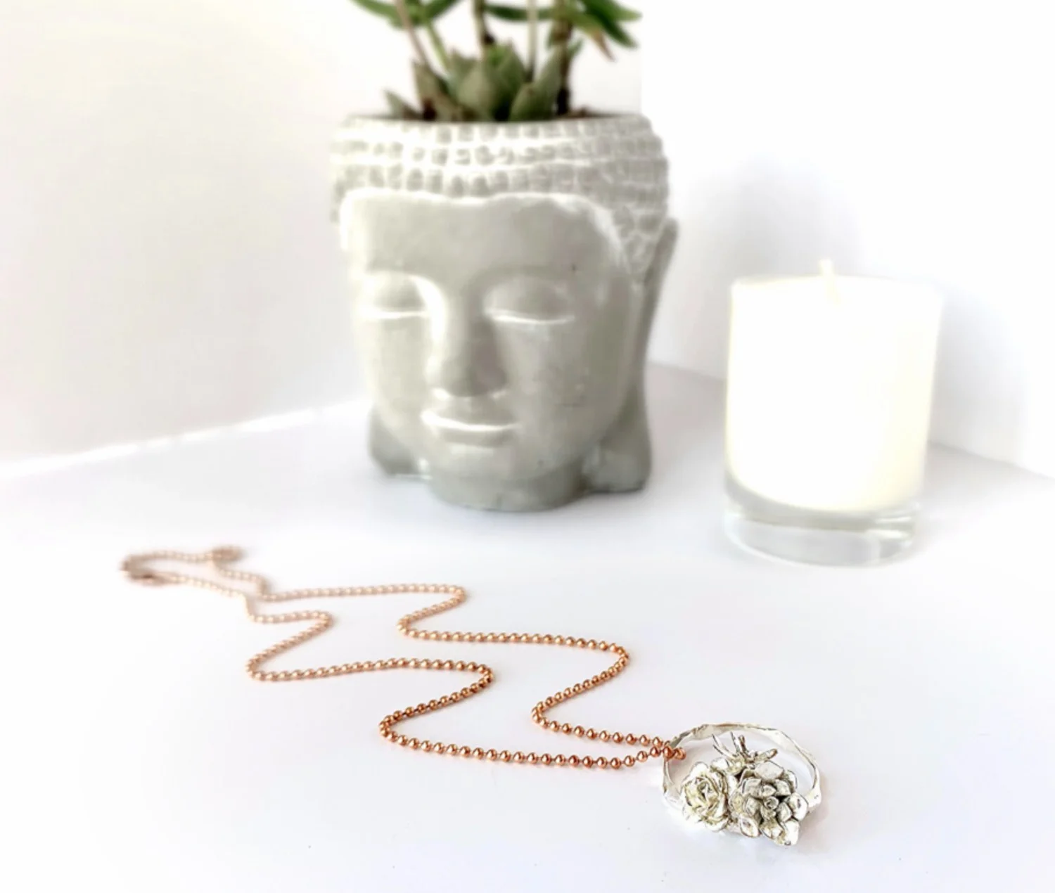 Three Succulent Pendant Necklace by Charming Little Lotus