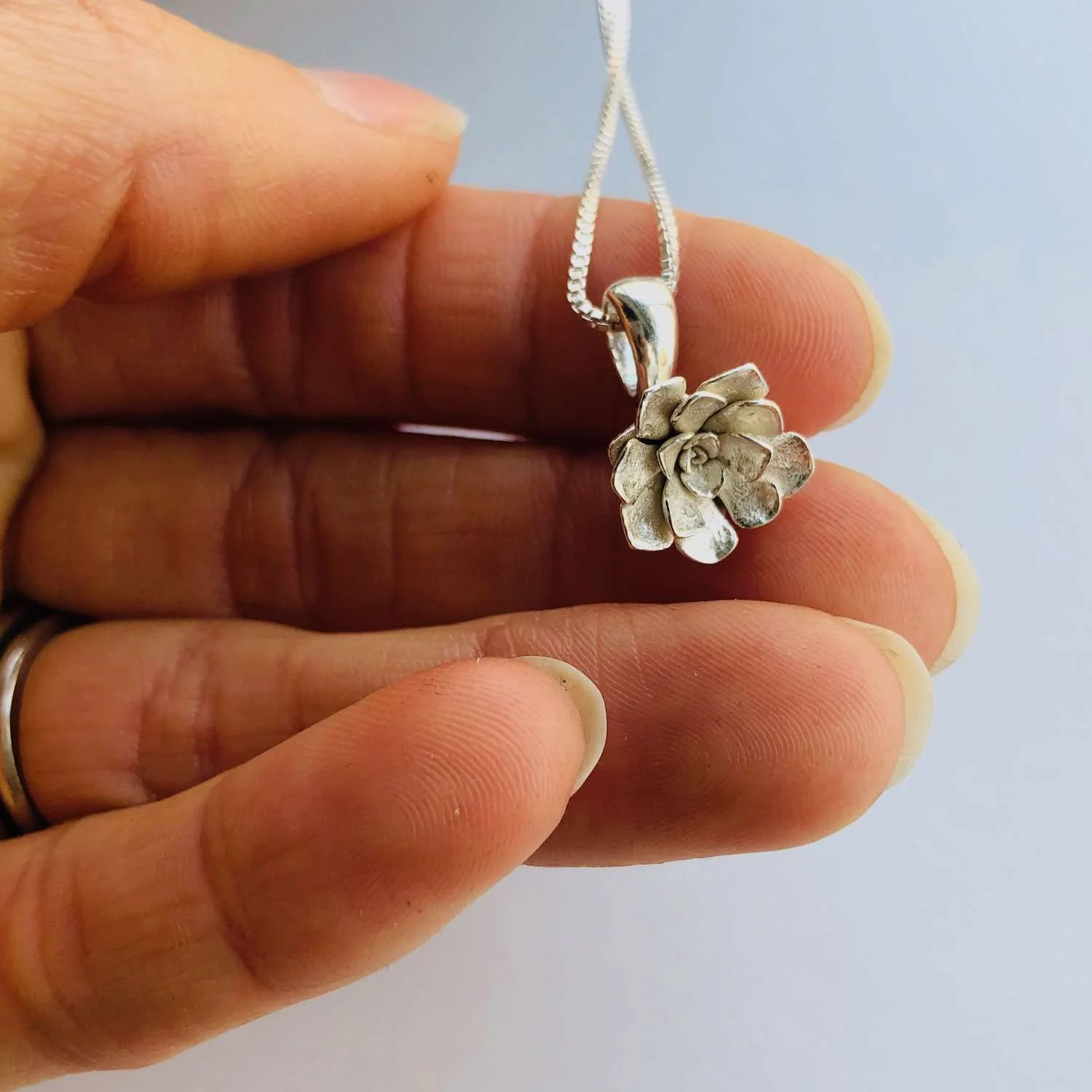 Sterling Silver Succulent Necklace by Charming Little Lotus