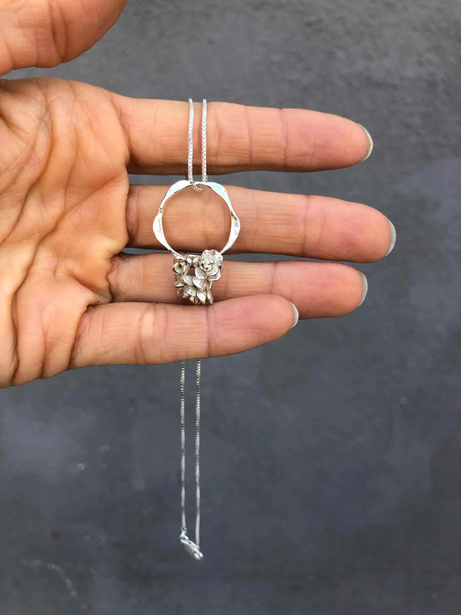 Sterling Silver Small Succulent Pendant Necklace by Charming Little Lotus