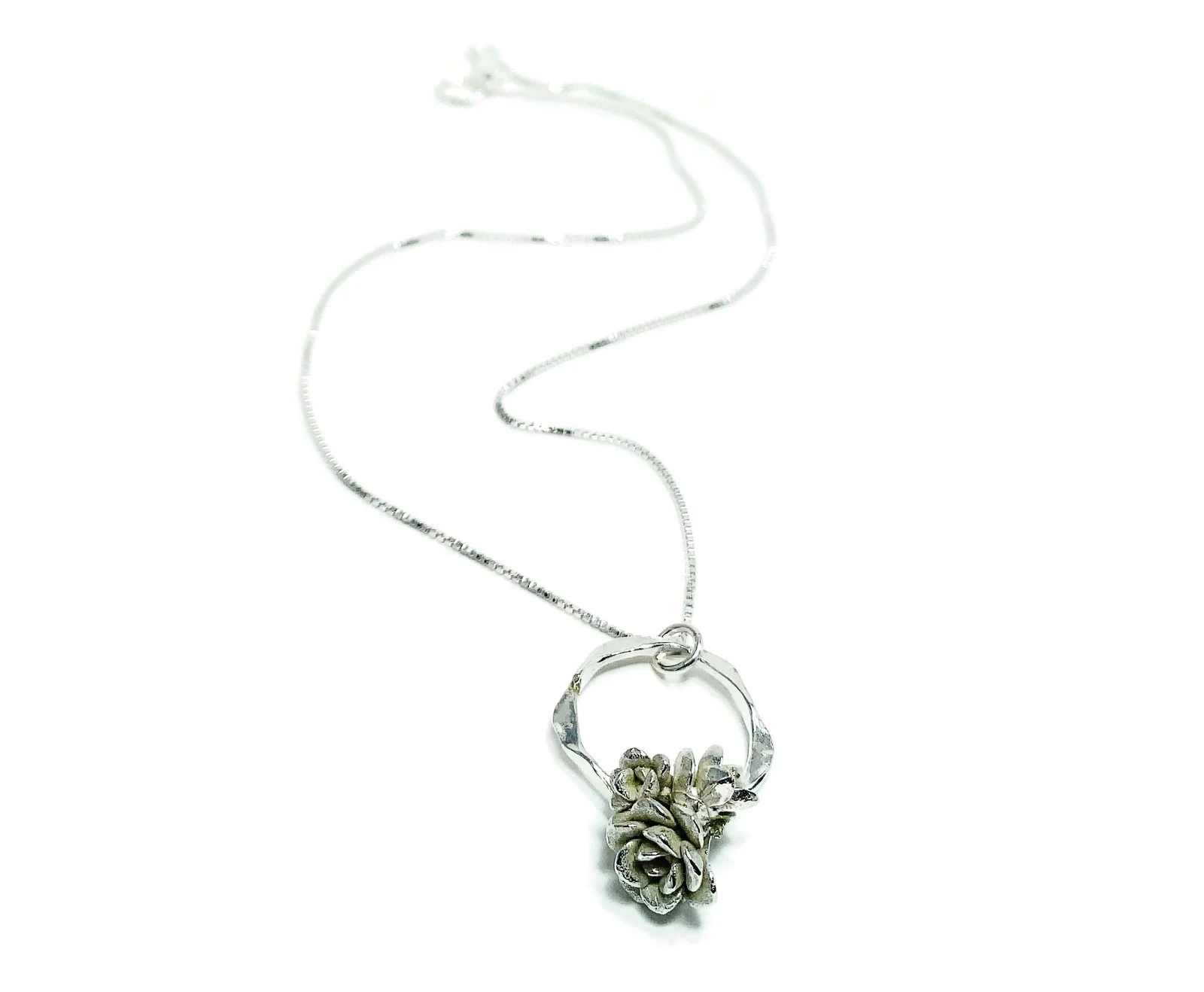 Sterling Silver Small Succulent Pendant Necklace by Charming Little Lotus