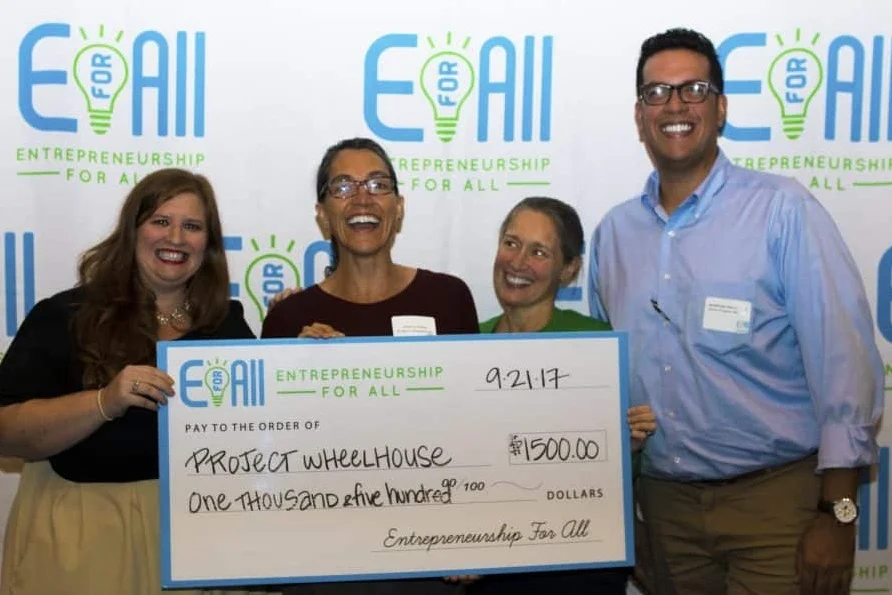 (l to r) Shelley Cardoos from EforAll, PWH Founding Director Jessica Webb, PWH mentor Angela Johnston, and Jeremiah Hernandez from EforAll.
