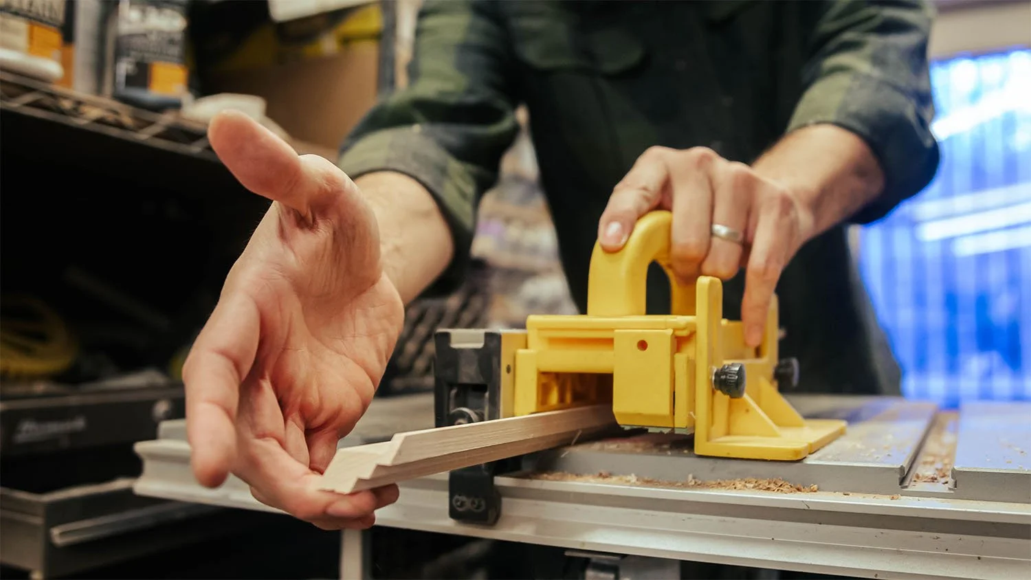 Ripping some moulding.