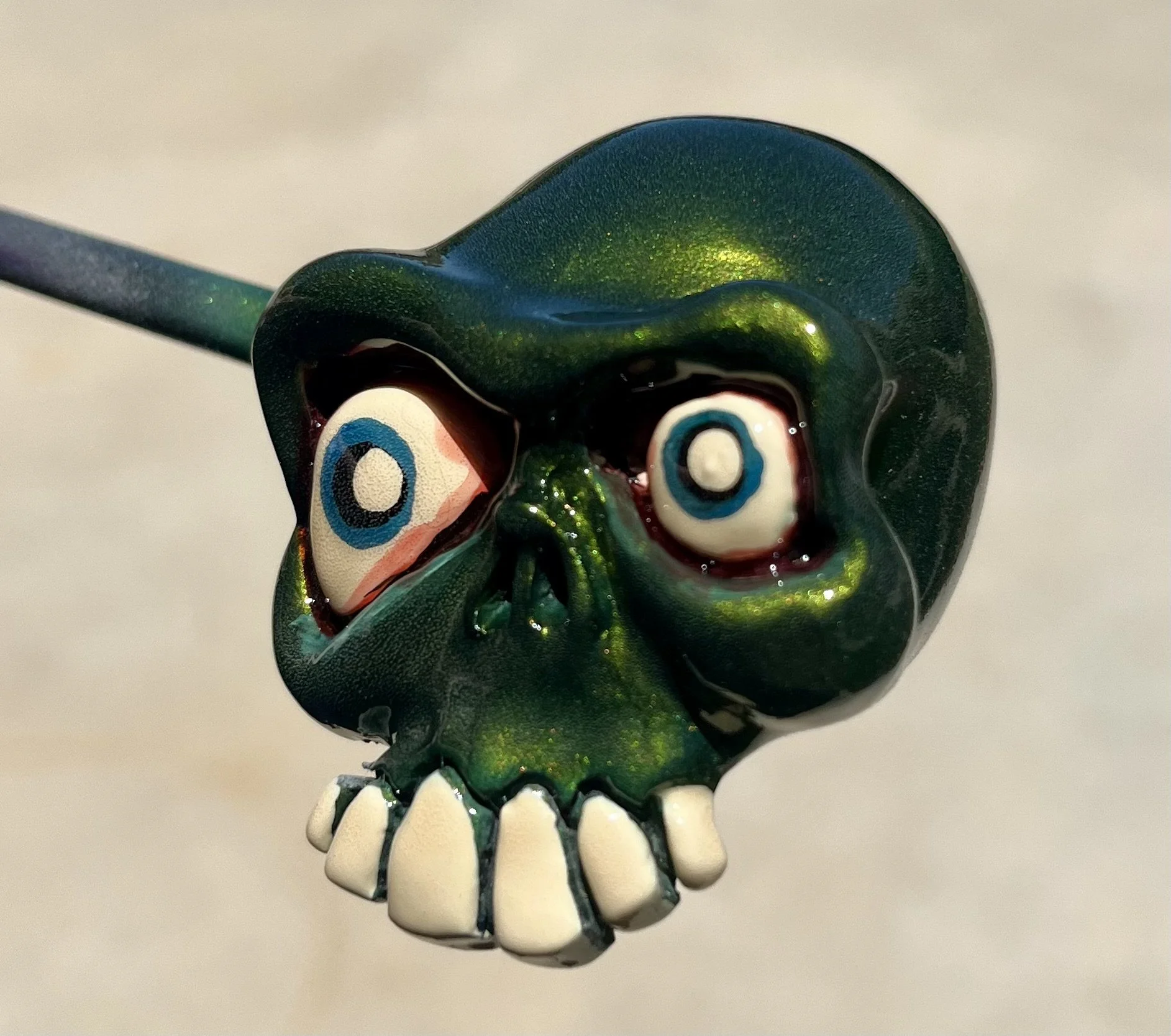 Big Eyes - Olive Green/Teal with Blue Eyes