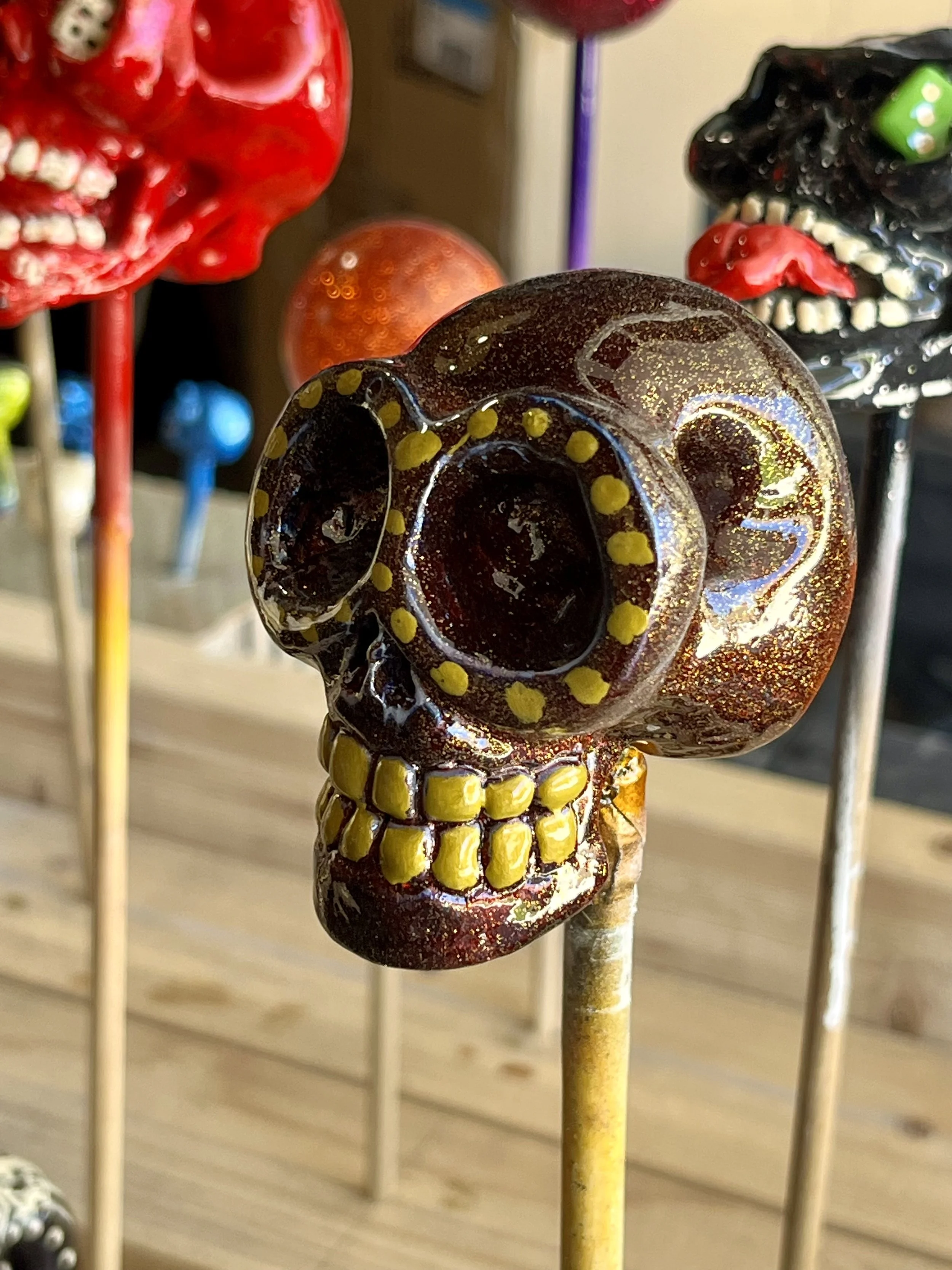 Sugar Skull - Gold dusted flake w/ gold Dots