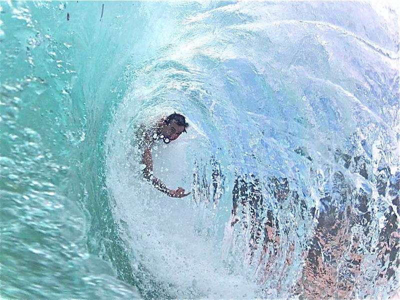 Tobin at work: not trying to stop the waves, and instead surfing. A metaphor we'll, ahem, dive into.