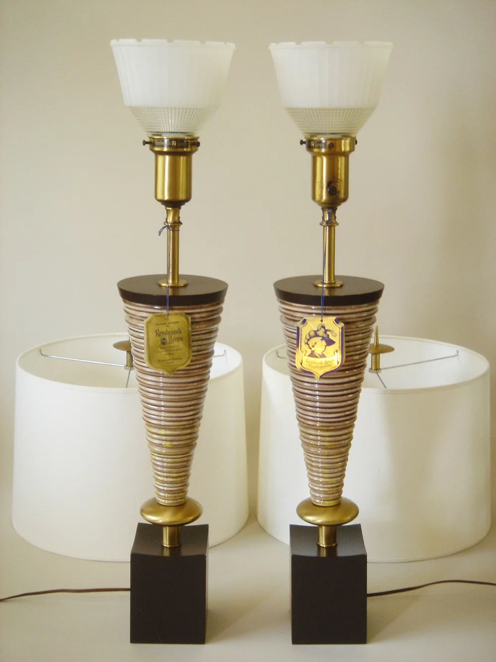 Hollywood Regency brutalist Rembrandt XL lamp pair — RADIASCENCE