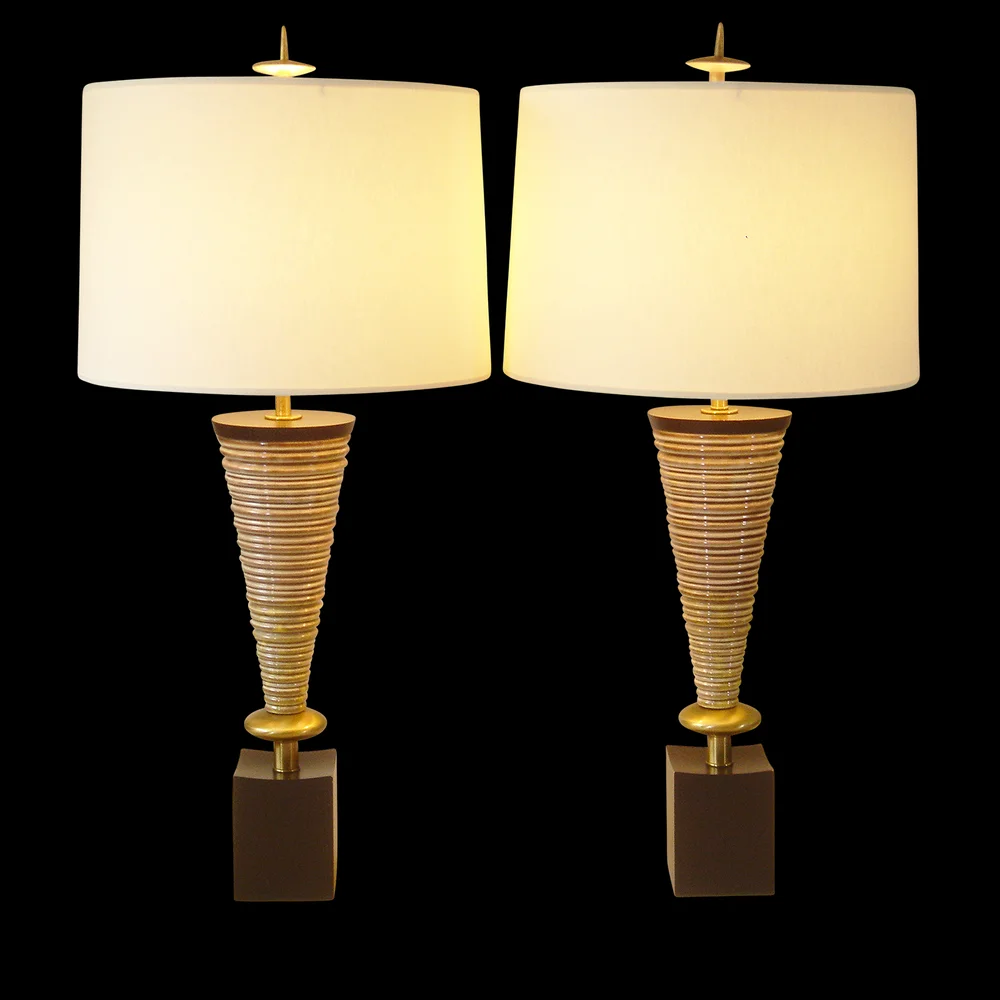 Hollywood Regency brutalist Rembrandt XL lamp pair — RADIASCENCE
