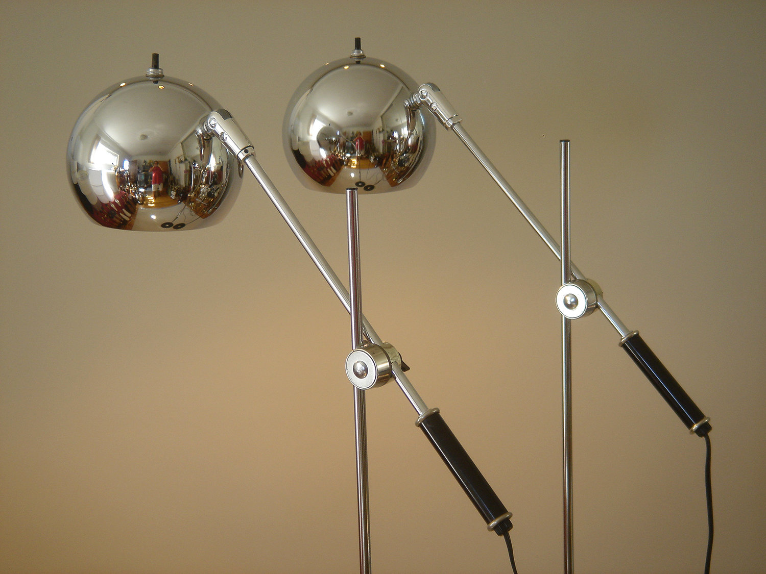 Robert Sonneman Space Age Floor Lamp, Chrome Eyeball Table Lamp