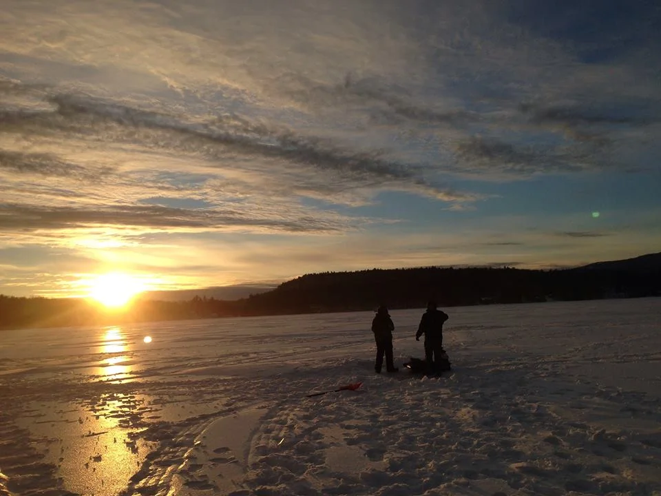 Keewaydin Lake at sunset in January.