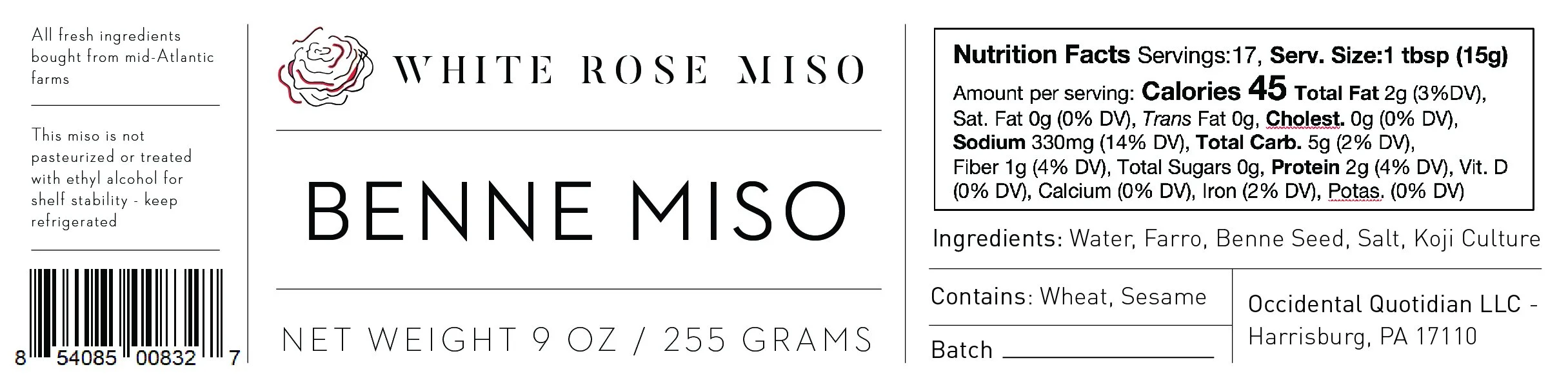 White Rose Miso_9 OZ_LONG_Benne Miso.jpg