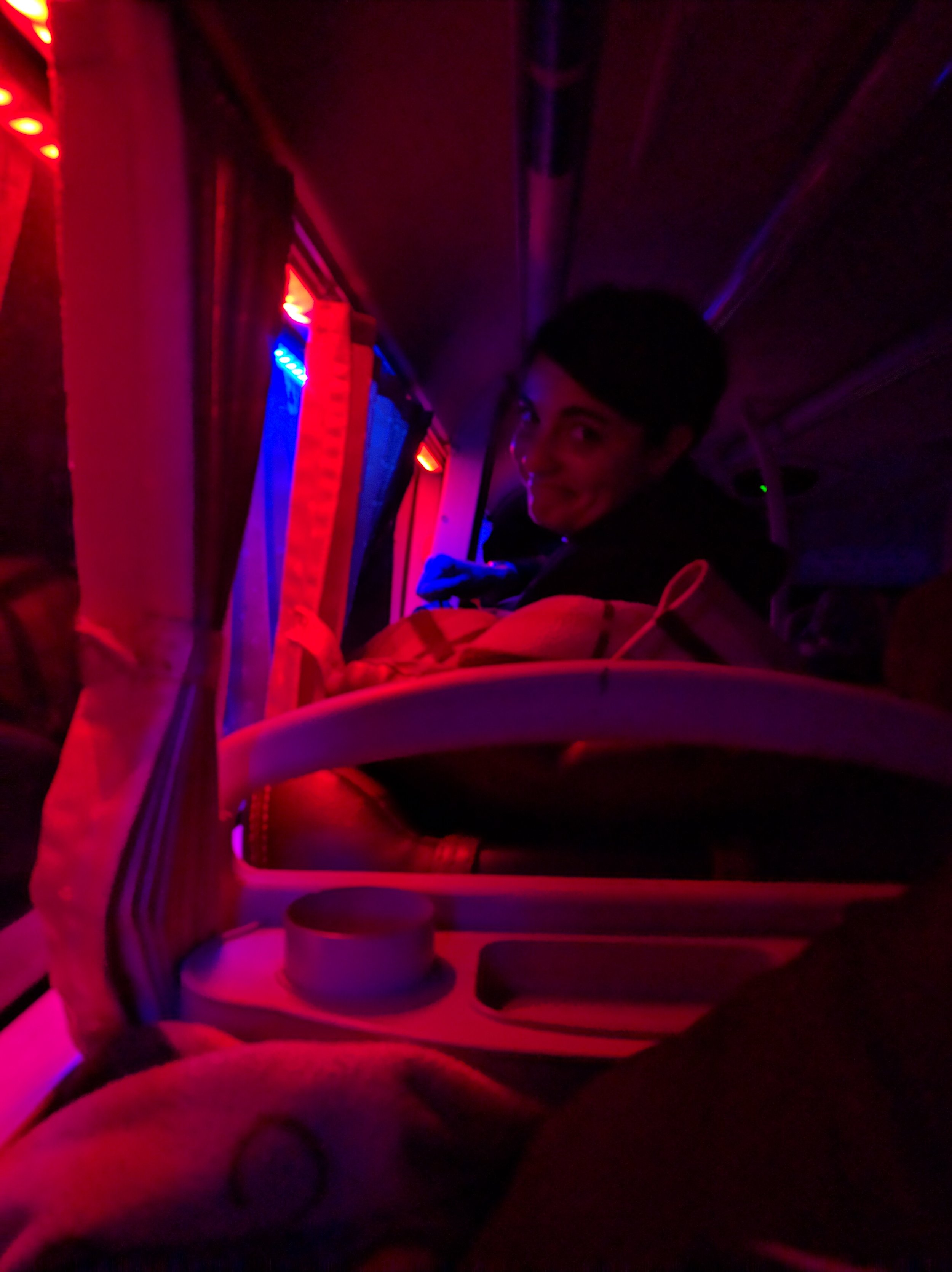 Nicole loved every minute of our time aboard the sleeper buses