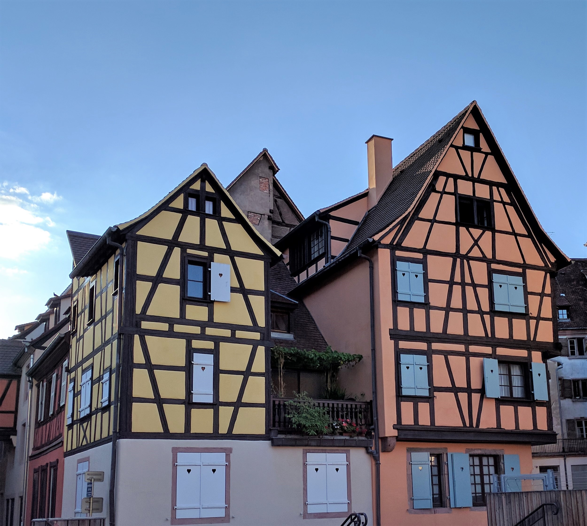 Our Airbnb in Colmar is on the top floor of the orange building on the right (the window without the shutters)
