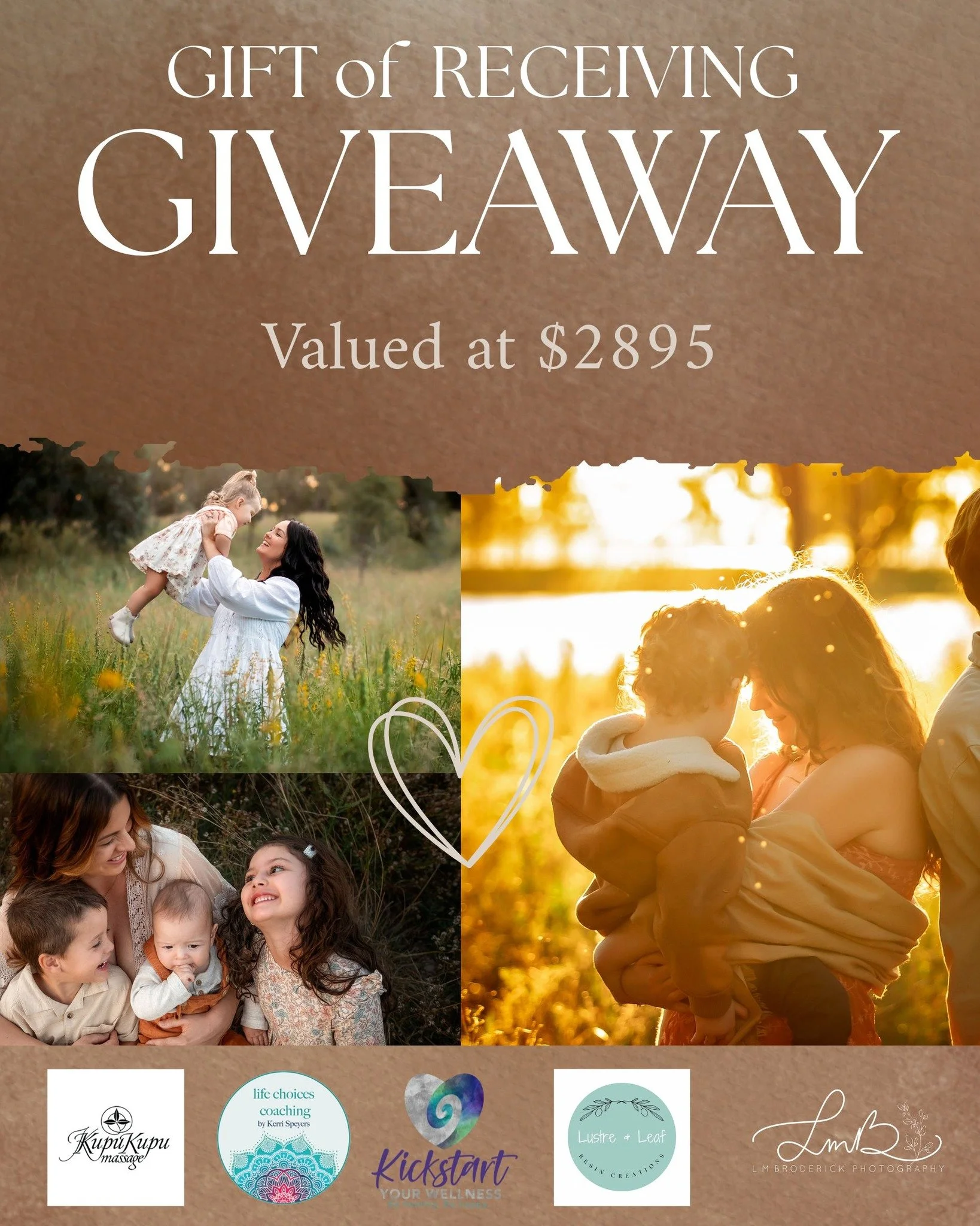 IT'S HERE!! 🎉✨

The Gift of Receiving Giveaway is officially OPEN.

This is the giveaway we've been building for weeks, and honestly? It might be the biggest one we've ever run.

One lucky mum (and her whole family) will win:

A Family Portrait Expe