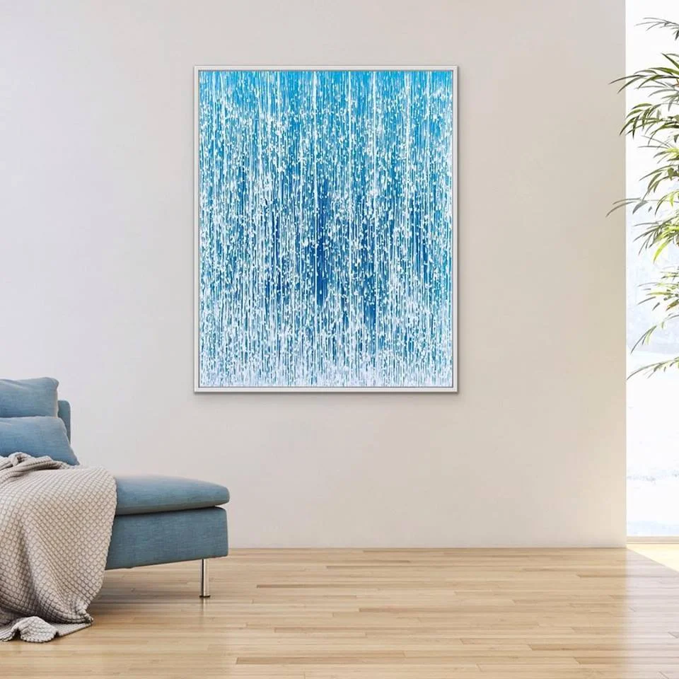 Artwork by Wilson Lin, Rainfall Series, 152 x 122cm. Interior styling courtesy of Thierry B.