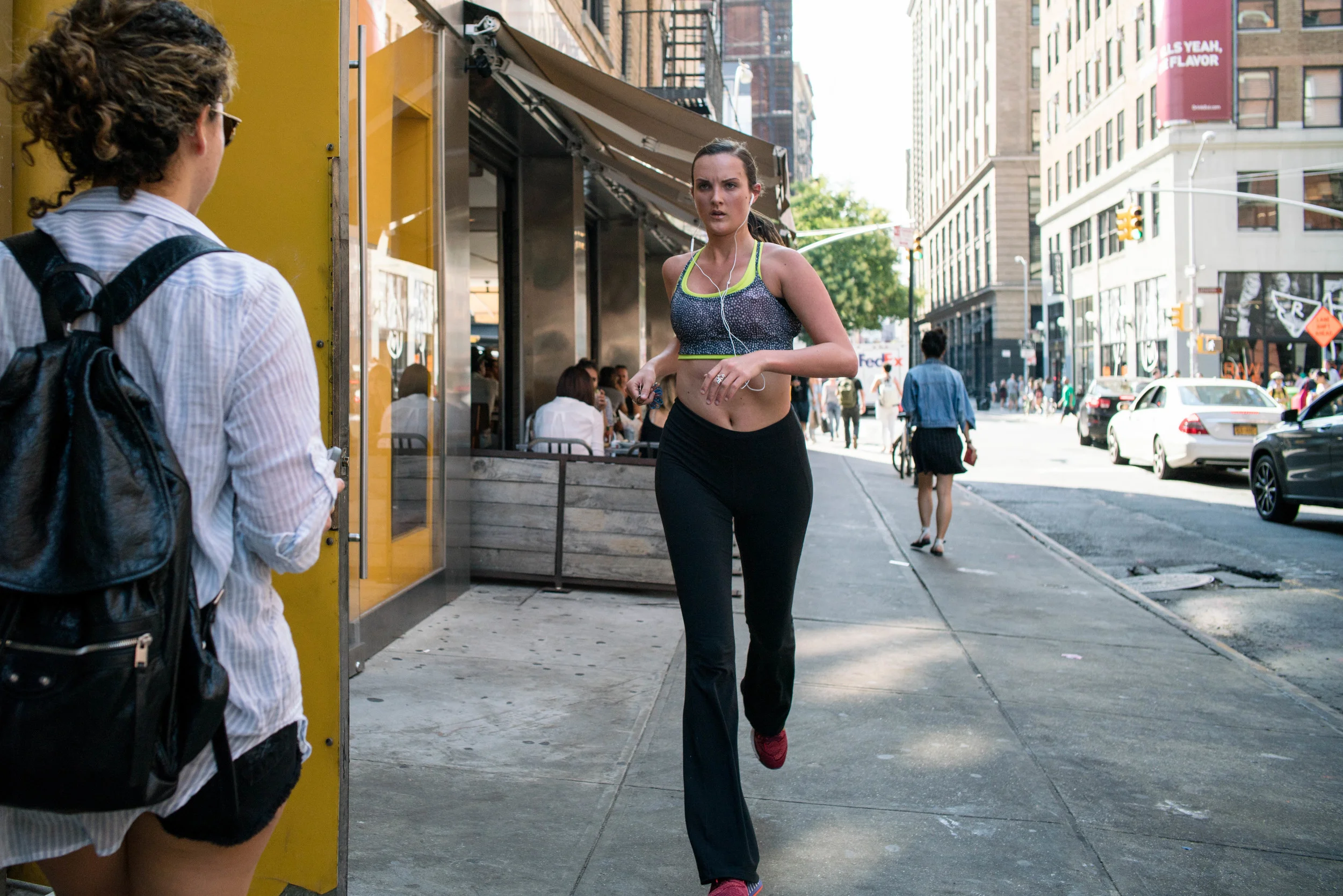 With the subject running towards me at full chat, I was able to capture her with relative ease, zone focusing on the Sony.