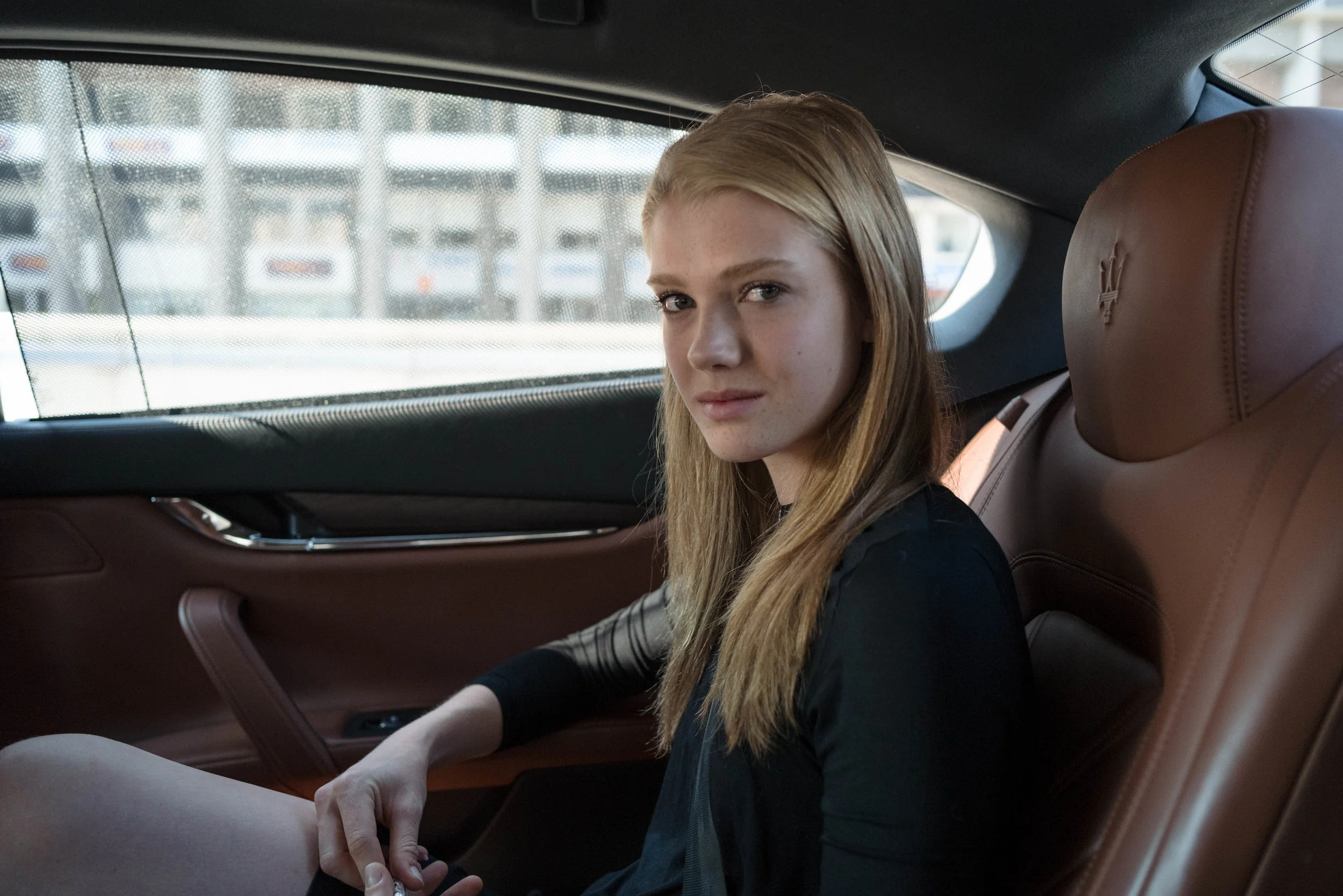 Inside the Quattroporte. I think I made the right choice of vehicle to ferry us around the city.