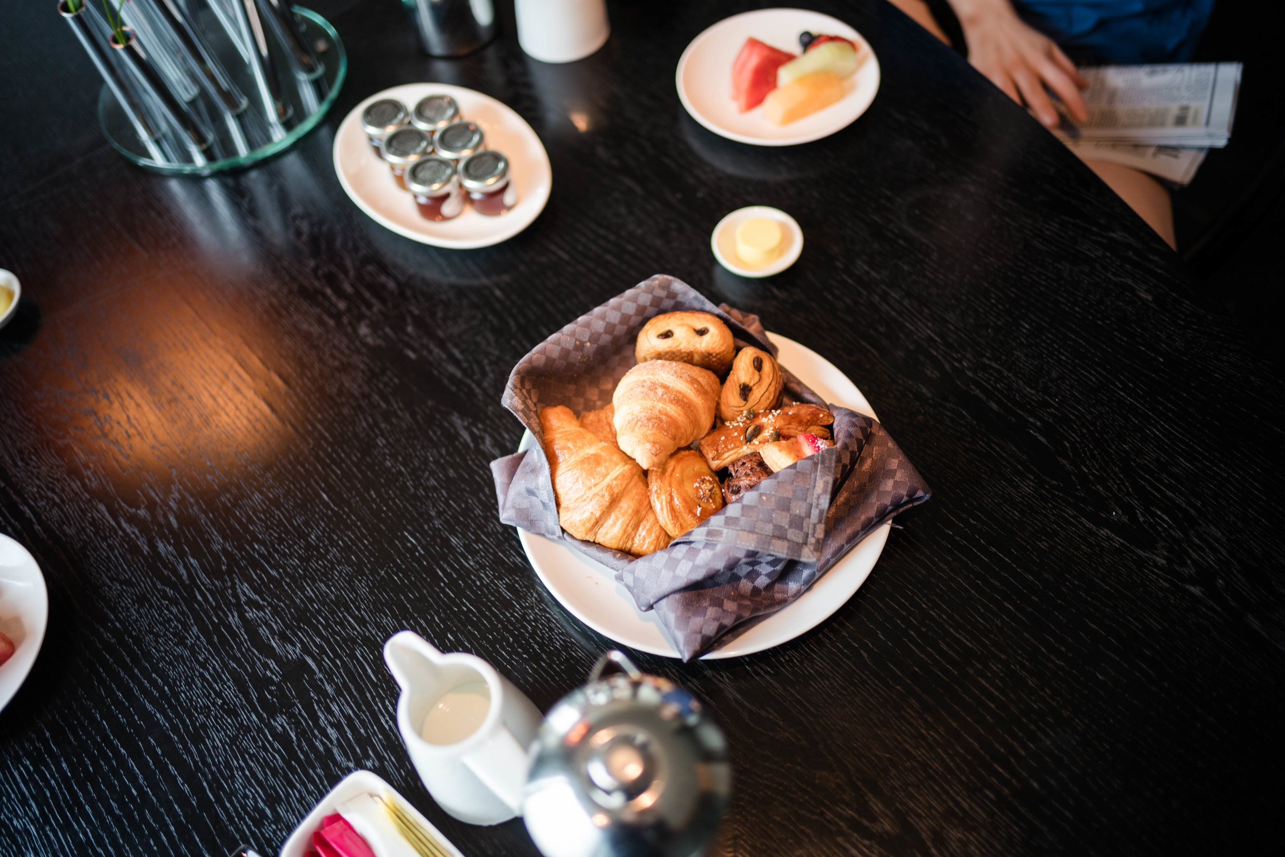 Continental breakfast basket of pastries. Leica 28mm f/1.4 Summilux