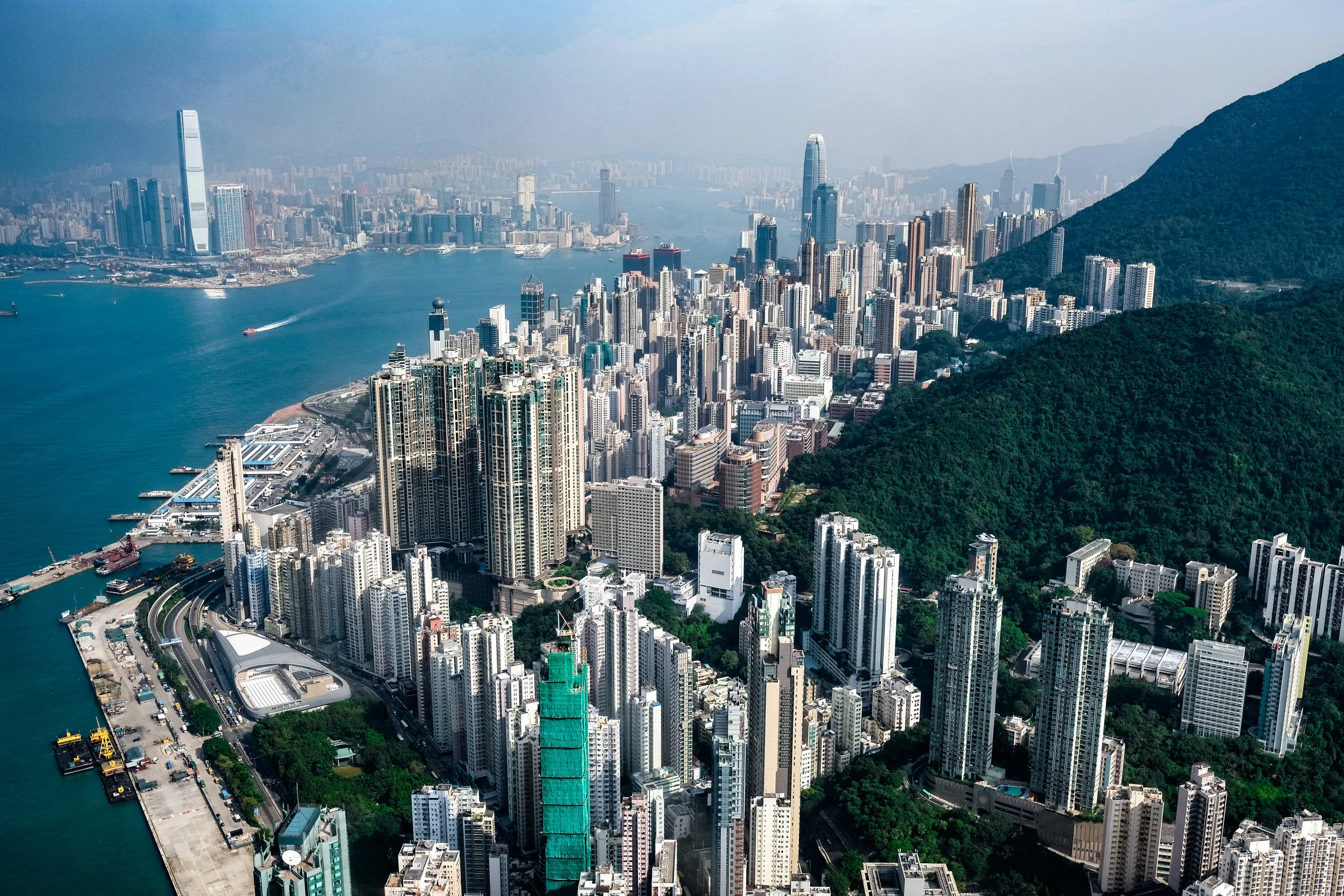 A view from the North West corner of Hong Kong Island.