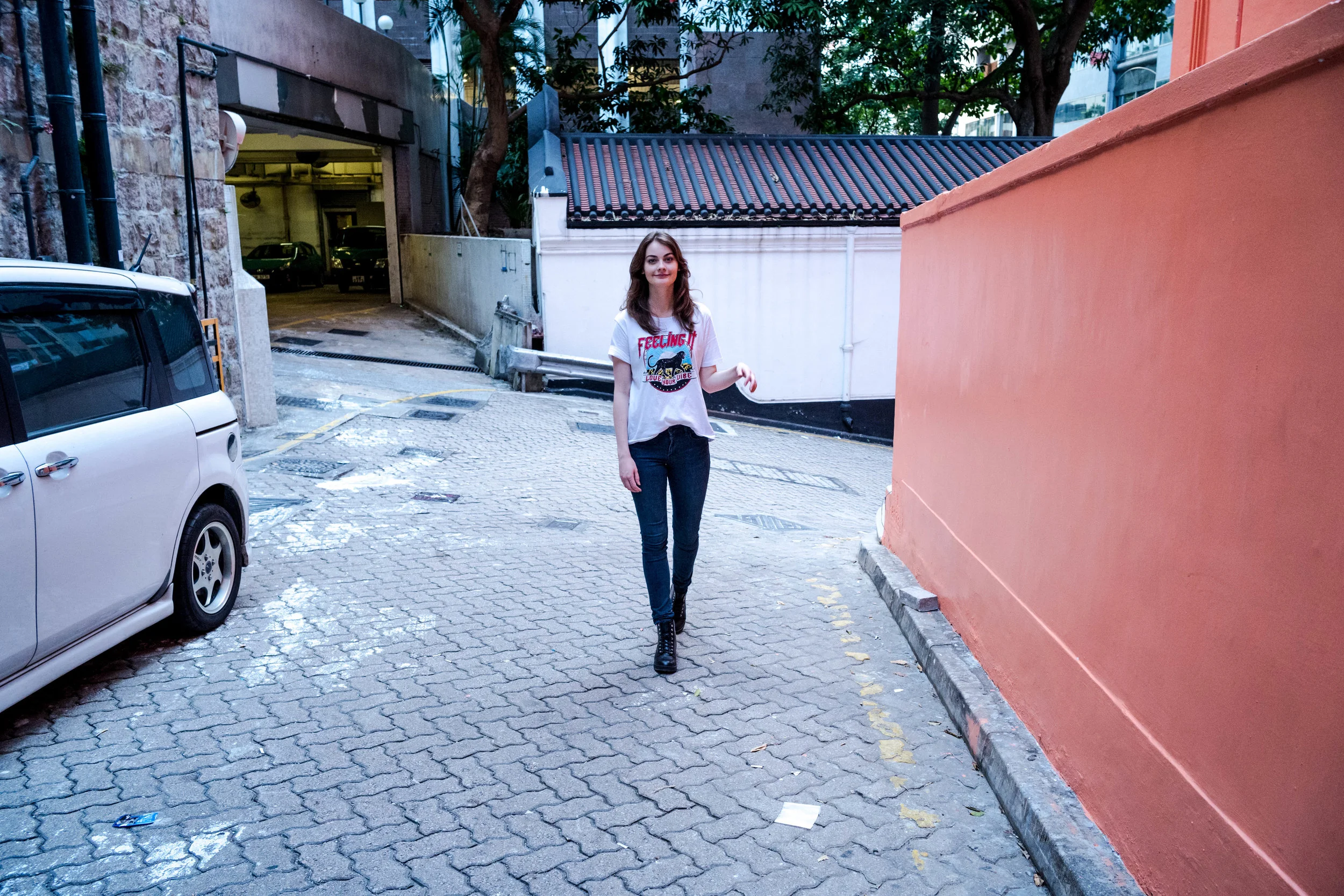 28 Lux, f/5.6 - Anna walking towards me.