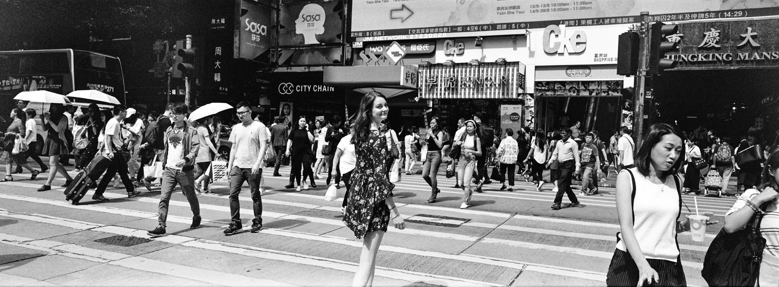 Crossing Nathan Road, Kowloon - Kodak Tri-X 400