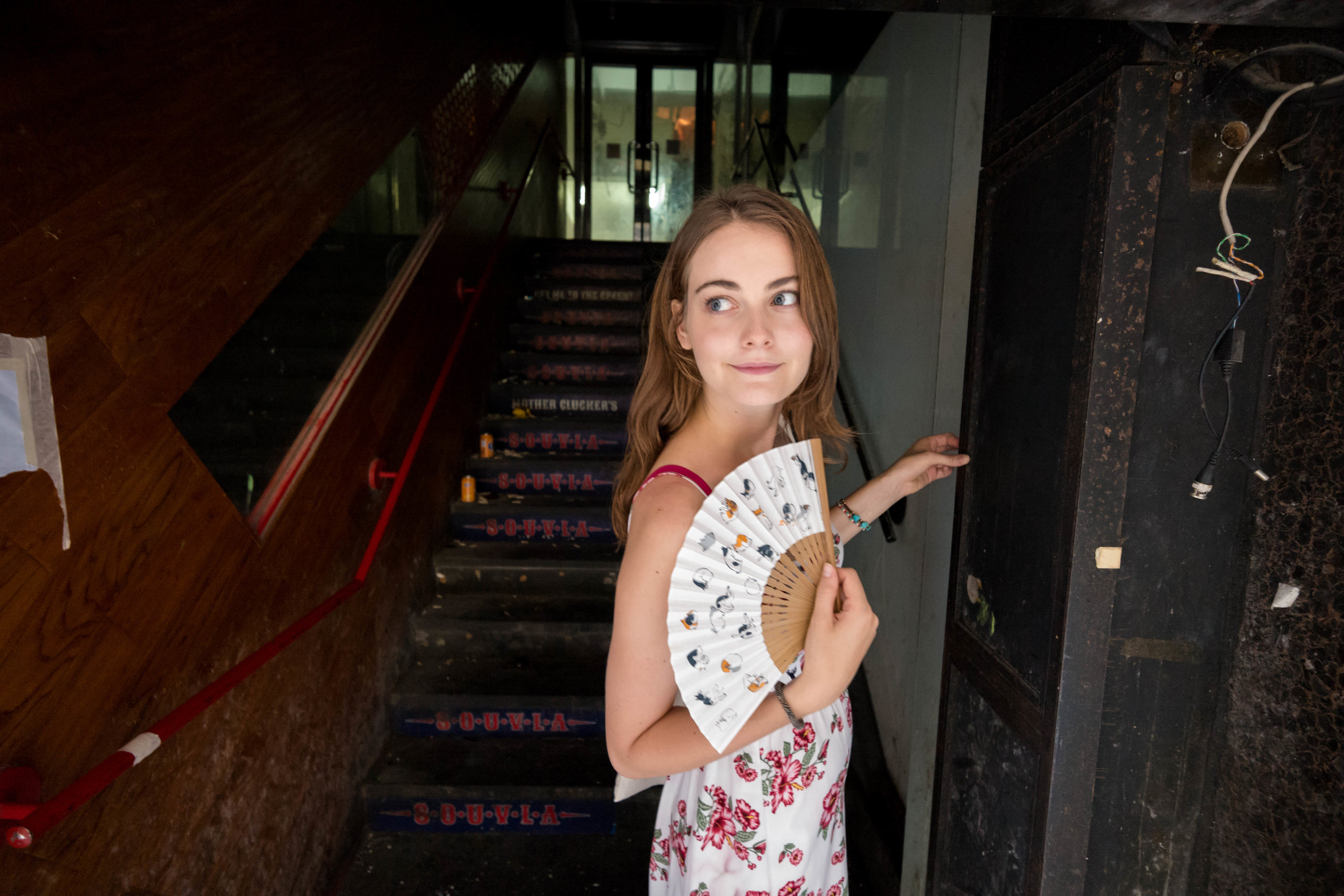 I asked Anna to stick her head out into the light, because it was particularly dark inside the stairwell. Although the Tri-Elmar is only 1/3 stop slower than the 21 SEM, a maximum aperture of f/4 makes this lens particular slow in low light situation.