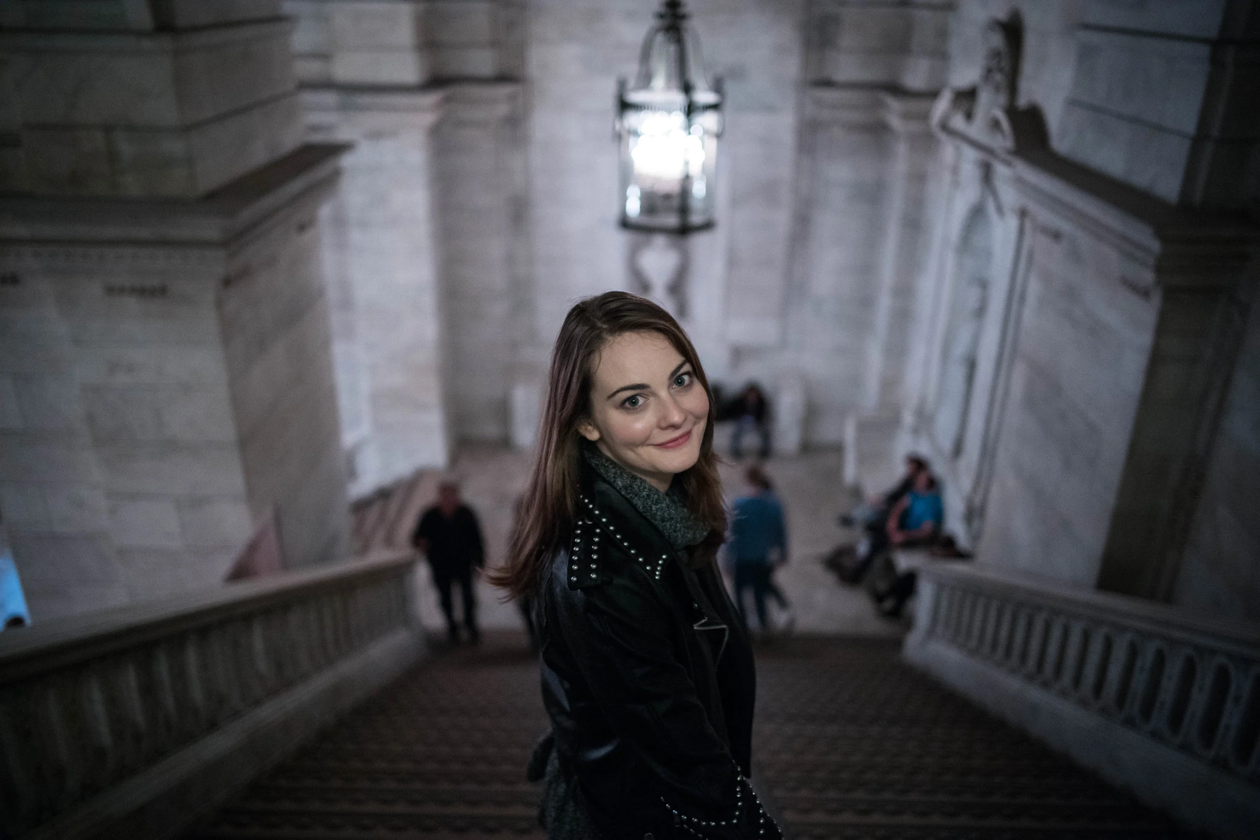 Down the steps on our way out of the New York City Public Library.